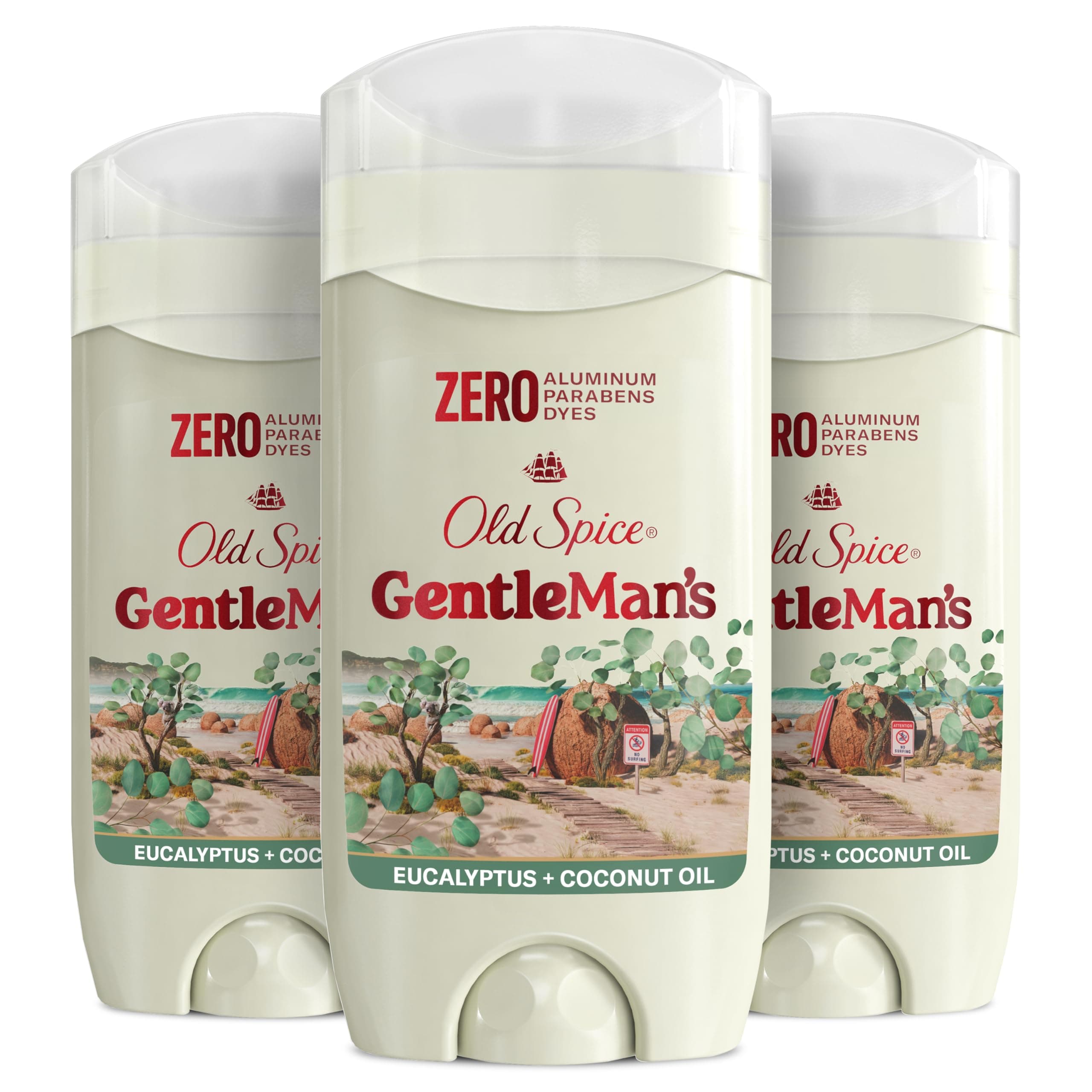 GentleMan's Aluminum Free Dry Feel Deodorant for Men, 24/7 Lasting Freshness, Gentle on Skin with Skin Conditioners, Eucalyptus + Coconut Oil Scent, 3.0 oz (Pack of 3)