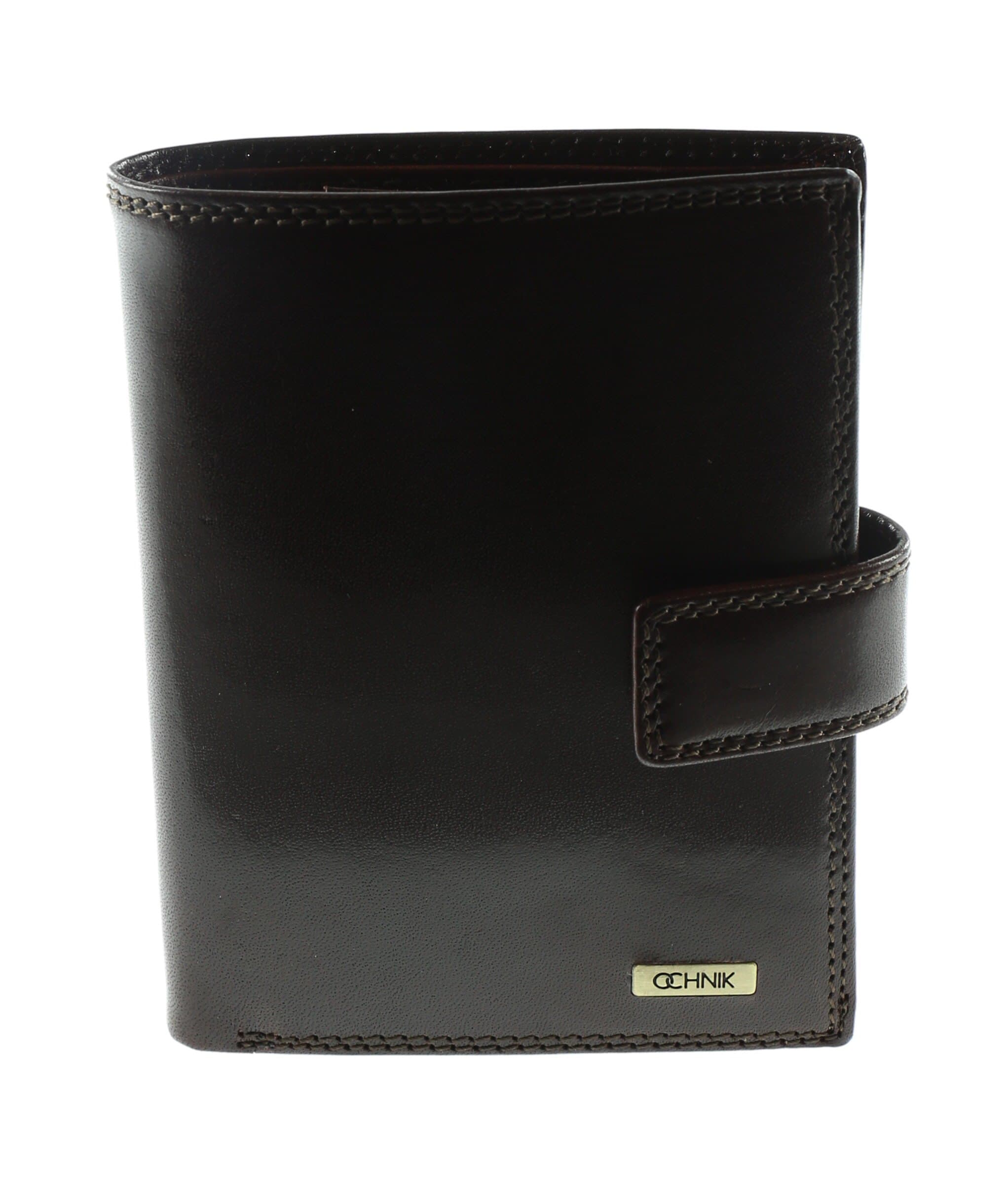 Men's Genuine Leather Tri-fold Wallet with 3 ID Card Pockets and Snap Closure