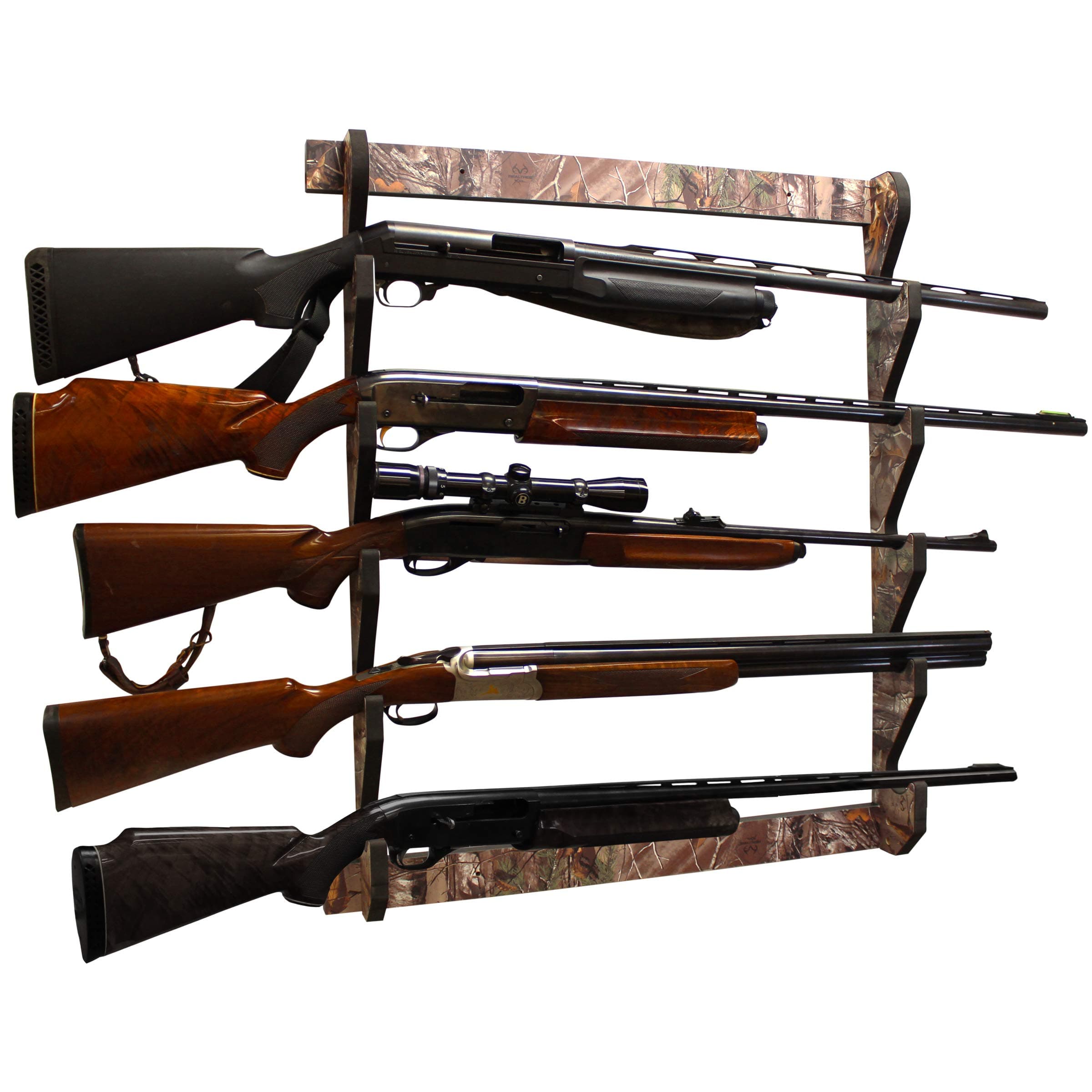 Indoor Gun Rack for up to 5 Rifles or Shotguns, Premium Wood Construction