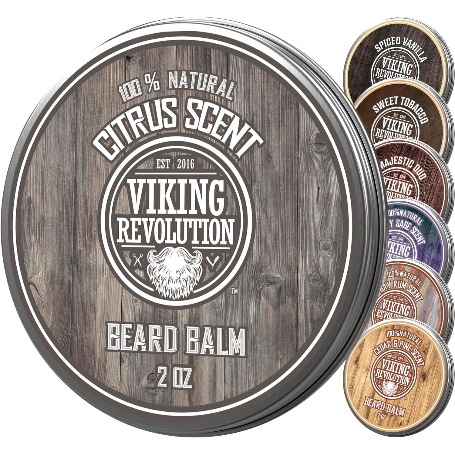 Viking Revolution Beard Balm - All Natural Grooming Treatment with Argan Oil & Mango Butter - Strengthens & Softens Beards & Mustaches - Citrus Scent Leave in Conditioner Wax for Men - 1 Pack