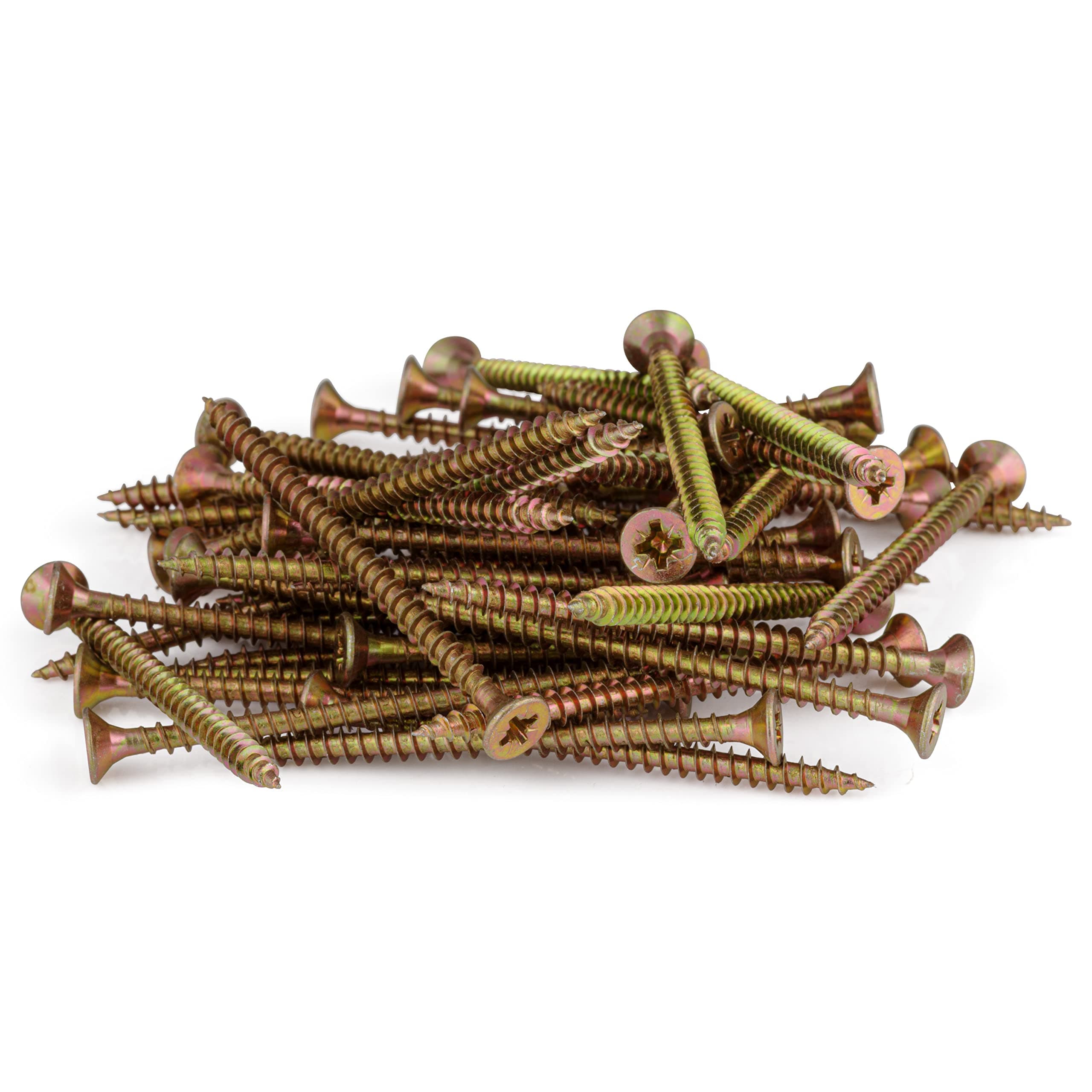 SEQUAL Multi-Purpose Screws M4 x 50mm (Box of 200), Yellow & Zinc, Double Countersunk, Woodscrews for Wood, MDF & Chipboard