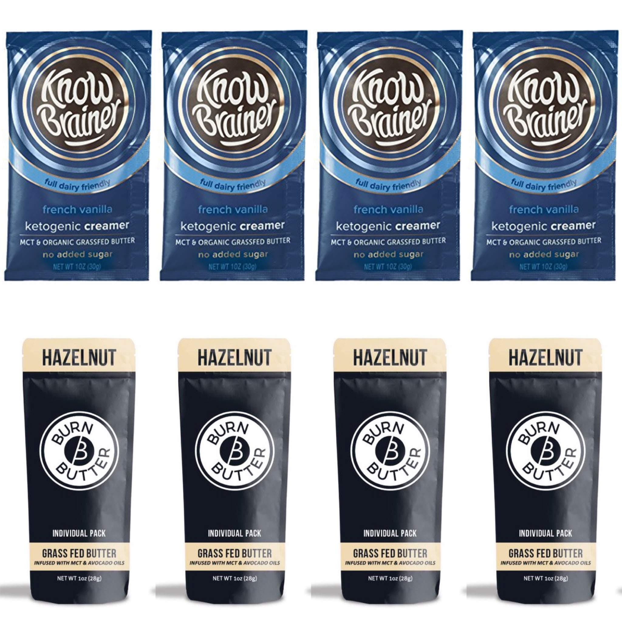 French Vanilla Keto Coffee Creamer Packets + Hazelnut Burn Butter Creamer Set (8 Packets)