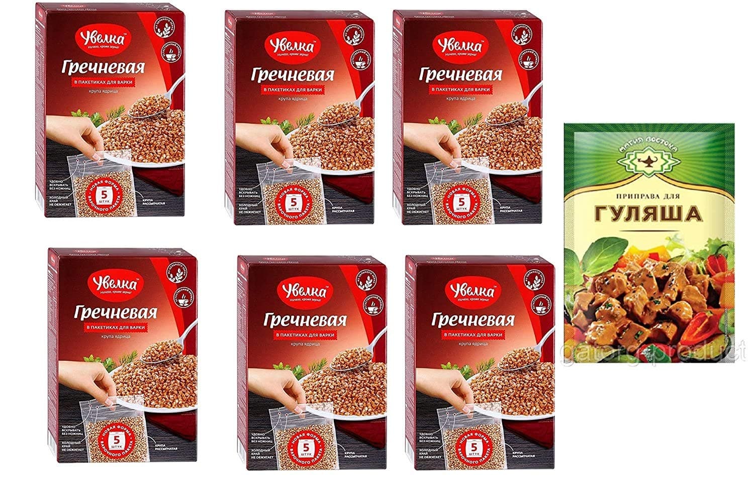 SUYMIS ZUNKOM Uvelka Buckwheat 6 Pack + Seasoning by Magia Vostoka/Увелка Крупа гречневая
