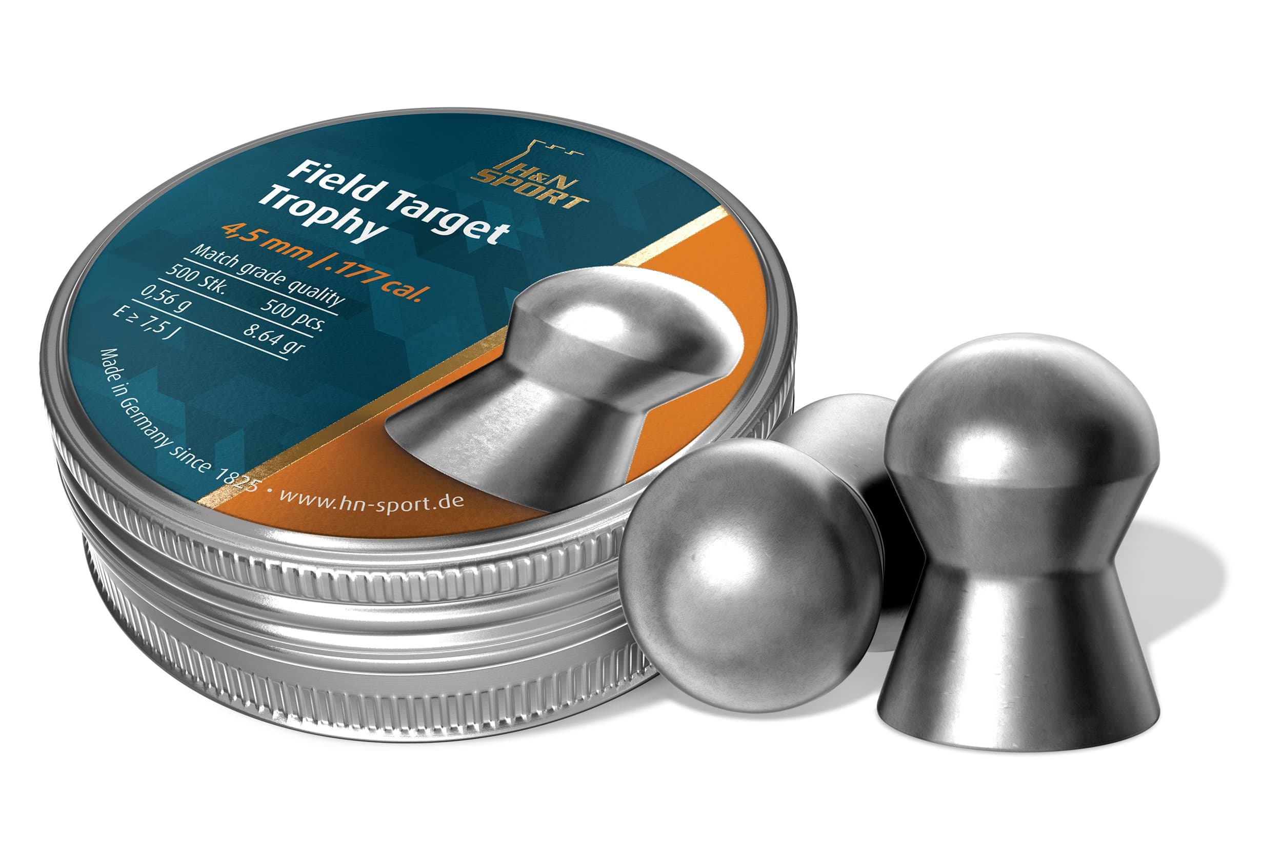 H&N Field Target Trophy Domed Airgun Pellets .177 Cal, 8.64 Grains (250 Count) (PY-P-33)