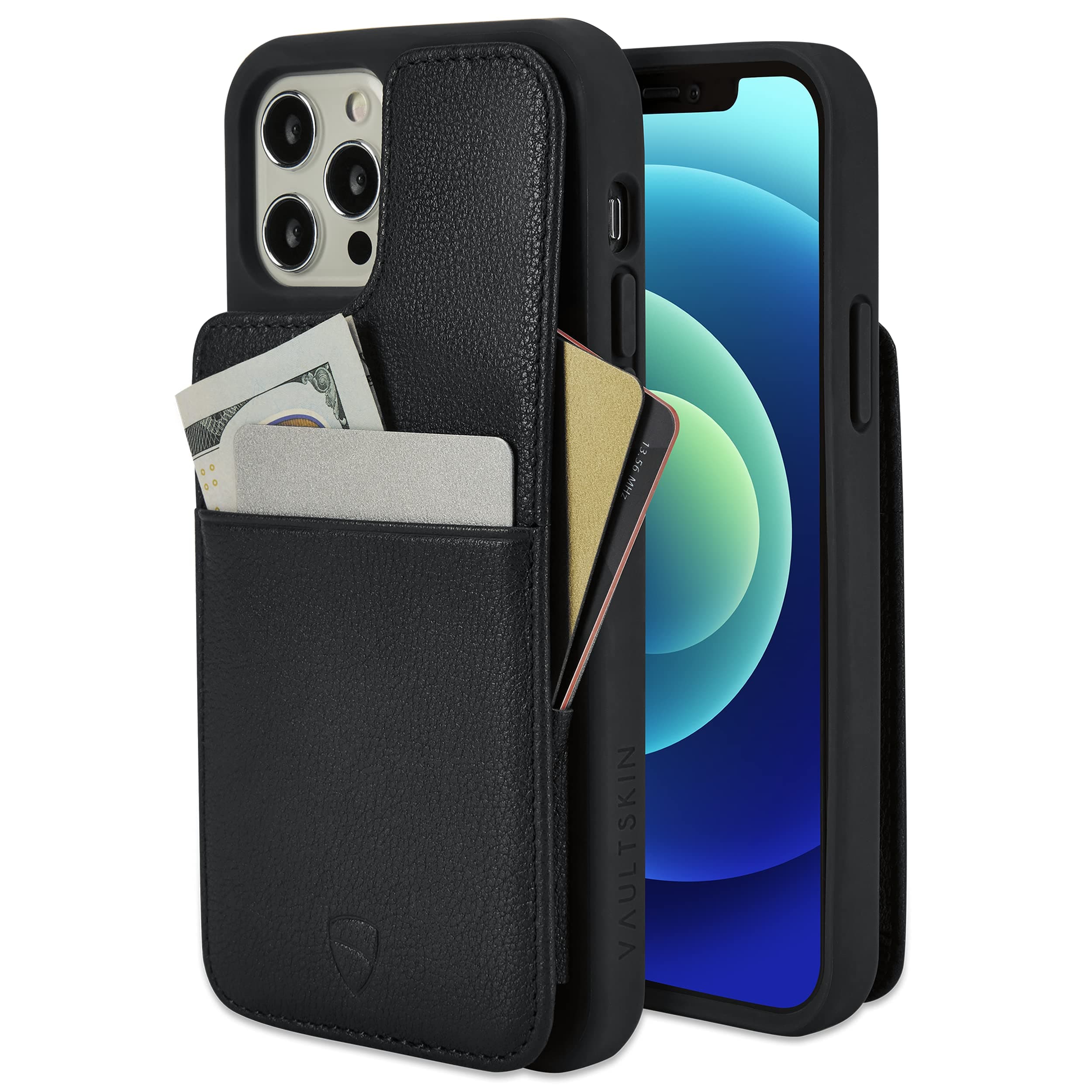 VaultskinVaultskin Eton Armour Wallet Case for iPhone X/XS - Slim, Minimalist Card Holder with Premium Leather, Secure Magnetic Closure, Durable Bumper Protection (Black)