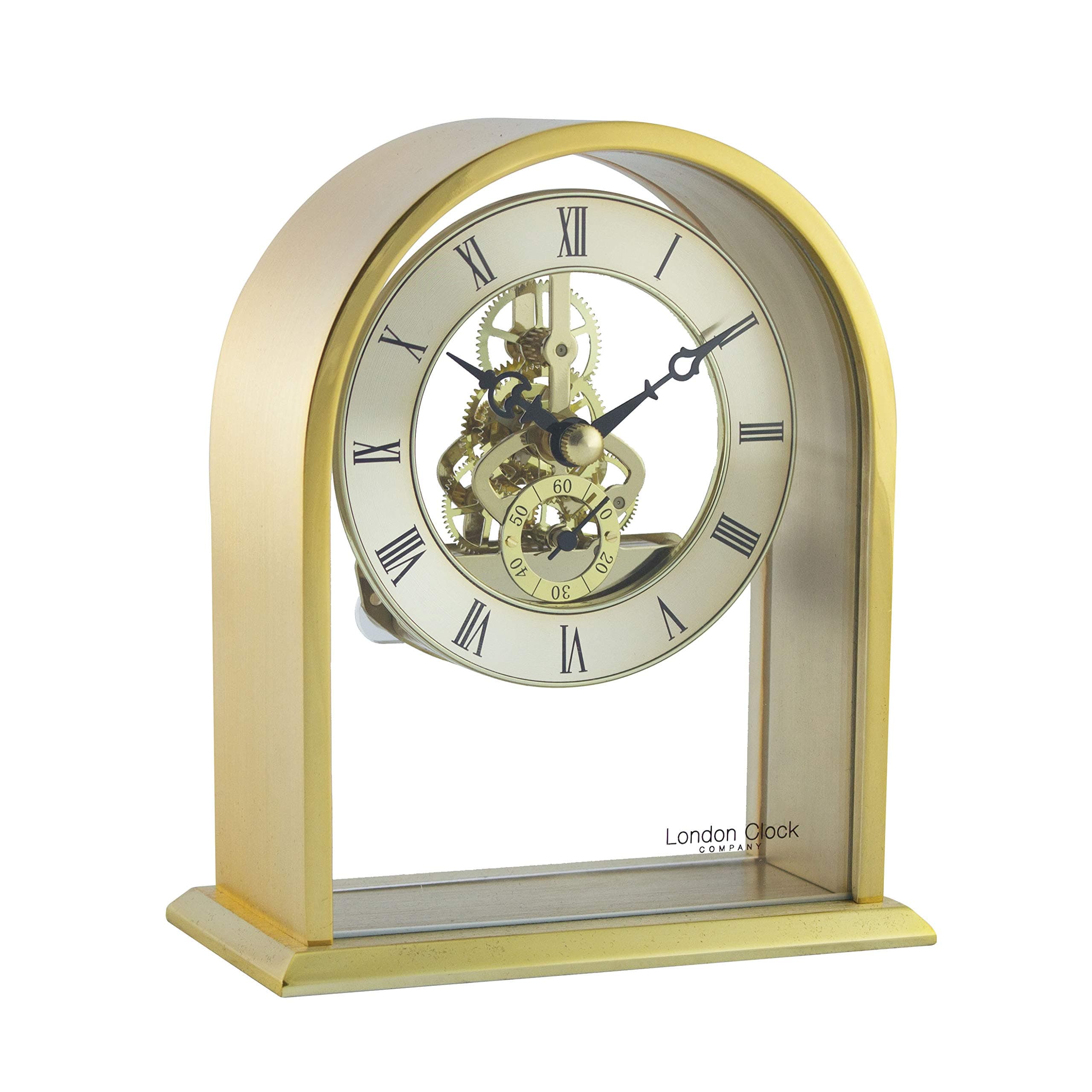 Arch Top Skeleton Mantel Clock, Gold, 14 x 12 x 6.2cm
