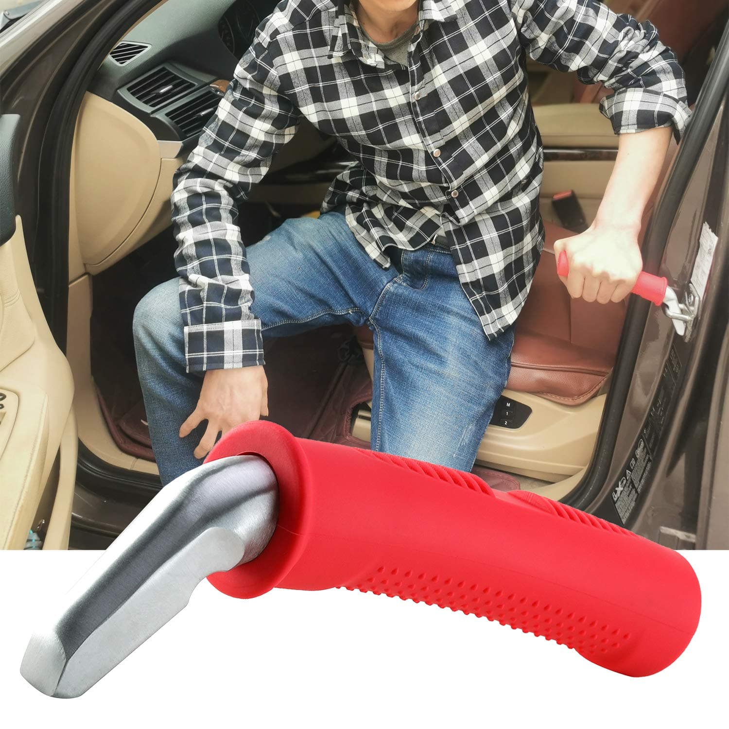Auto Cane Portable Vehicle Support Handle, Car Door Assist Bar, Supports up to 300 Pounds, Car Door Handle for Elderly (Red)
