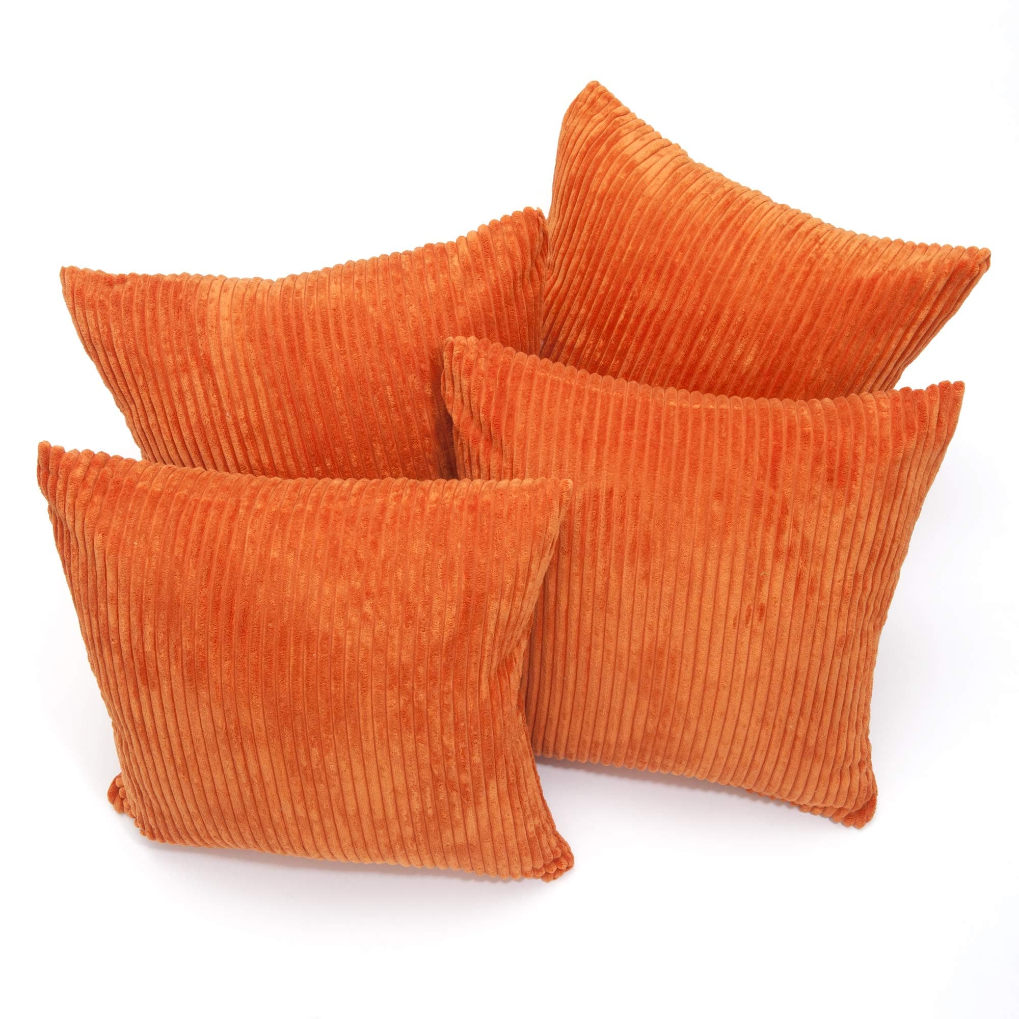 A Set of Four 18in x 18in Chenille Stripe Cushion Covers in Burnt Orange