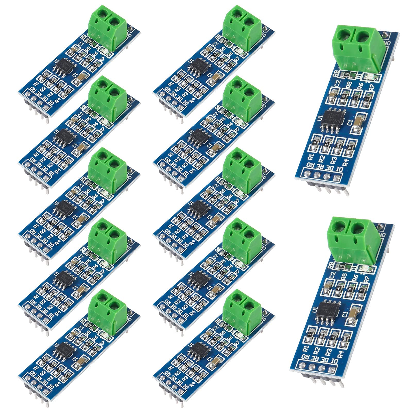 12Pcs MAX485 Transceiver Module TTL UART Serial to RS485 Instrument Interface Module Max458 Chip RS-485 Communication Transceiver 5V SCM Development Board Serial Adapters for Raspberry Pi