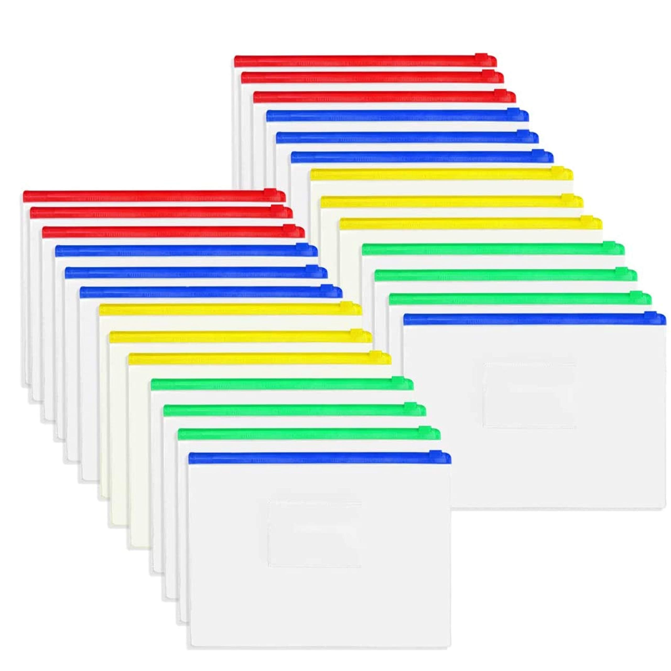 Zipper Pouch Document Bag, 26 Pcs Zip File Folders, PVC Waterproof Zip Document Filing Folder with 4 Colors, A4 Size/US Letter Size