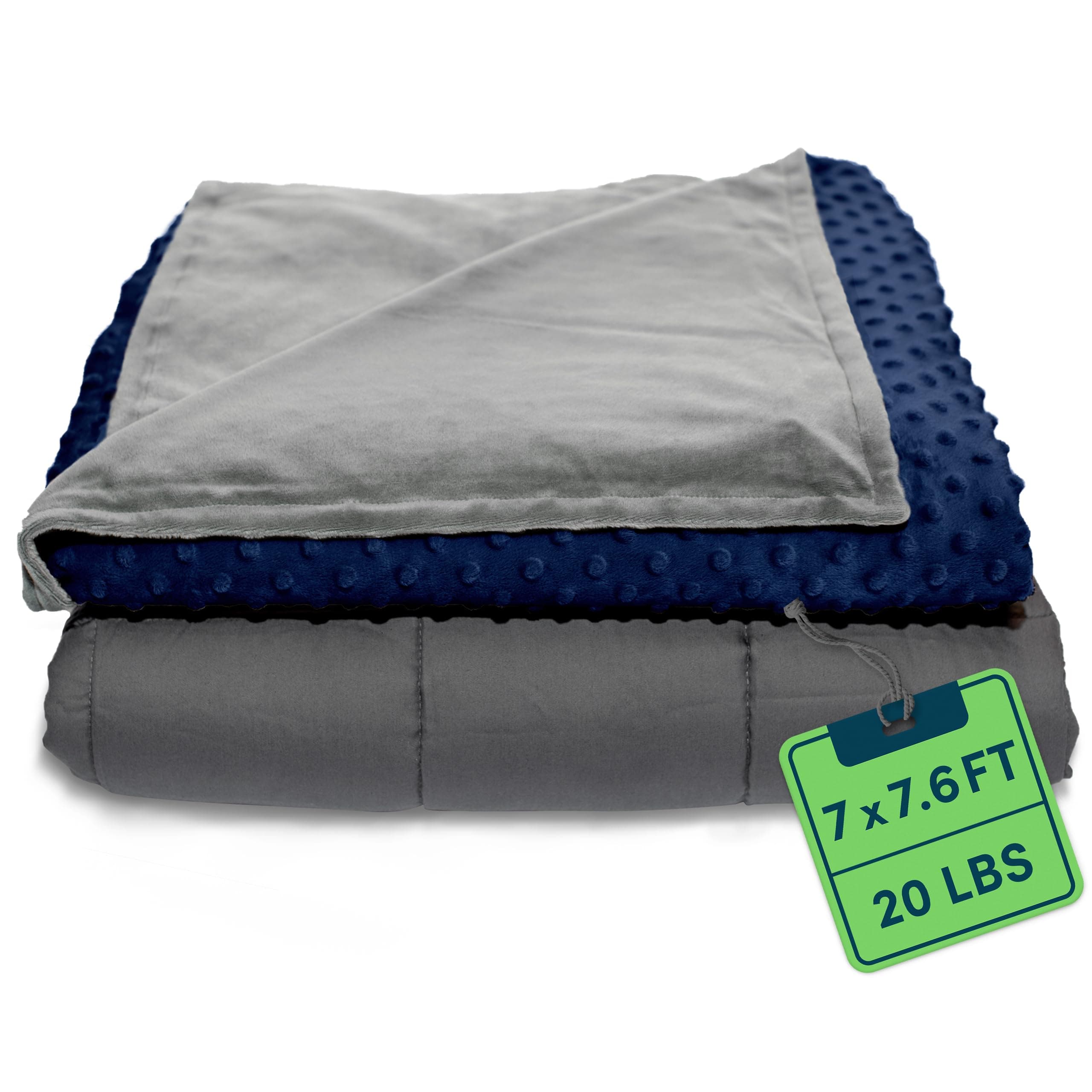 QuilityWeighted Blanket for Adults - 20 LB King Size Heavy Blanket for Cooling & Heating - 100% Cotton Big Blanket w/Glass Beads, Machine Washable Blankets - 86"x92", Navy