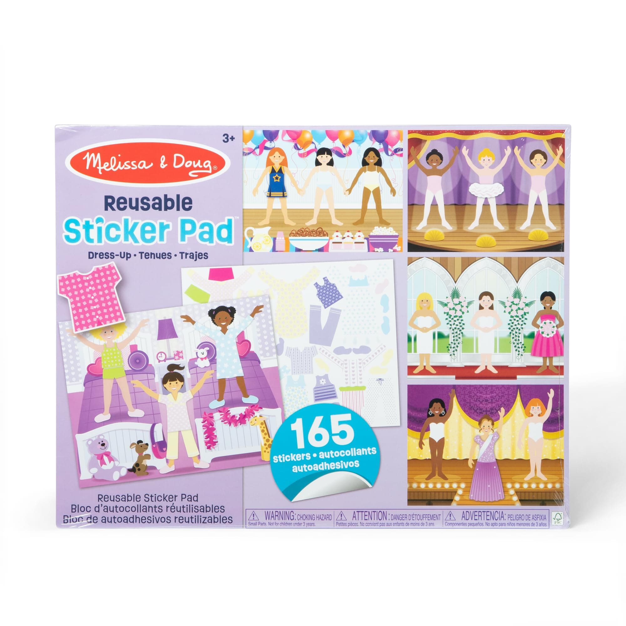 Melissa & Doug Reusable Sticker Pad: Dress-Up - 165+ Reusable Stickers - Removable Stickers, Kids Fashion Activities, Restickable Sticker Book for Kids Ages 3+