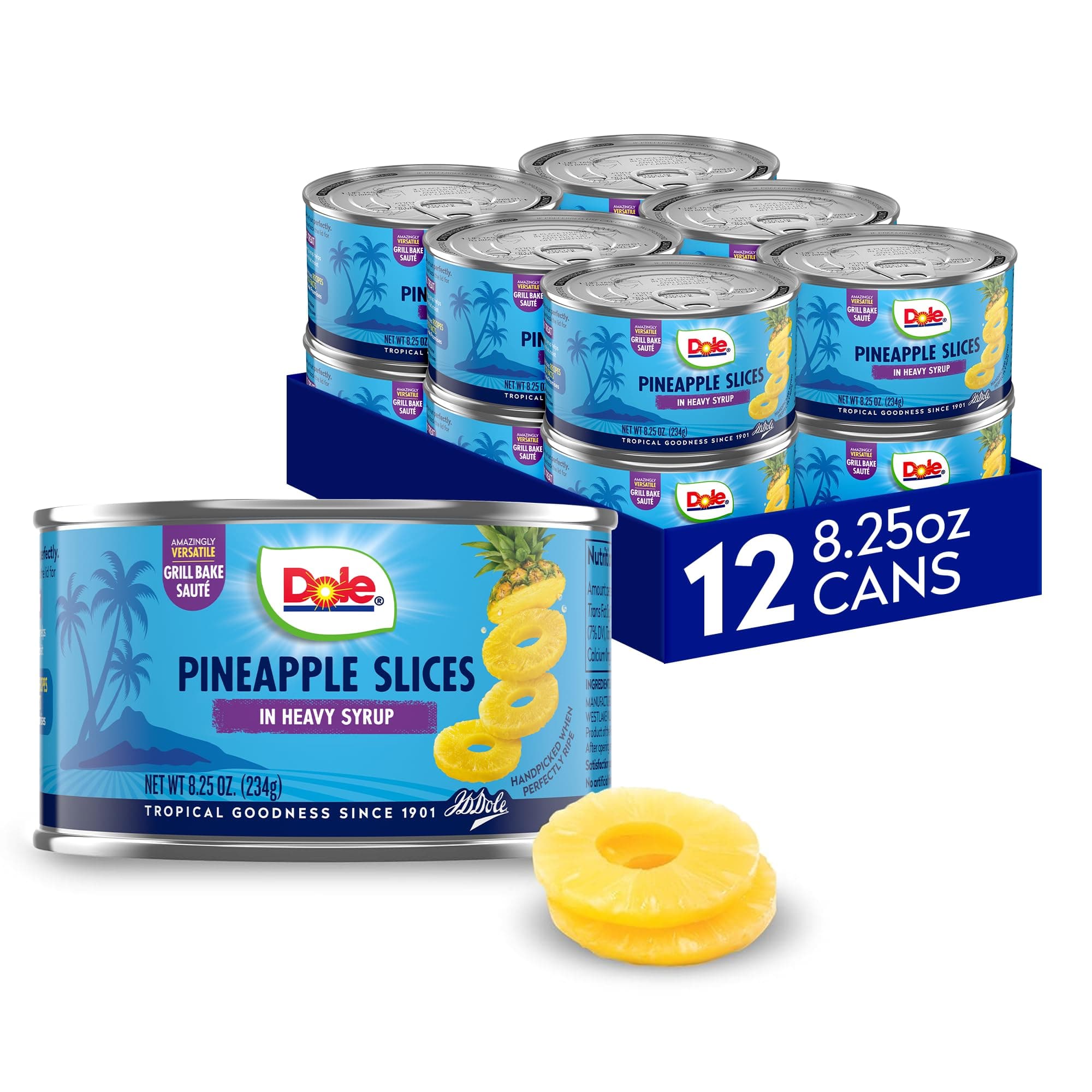 Dole Pineapple Slices in Heavy Syrup - Dole Canned Fruit - Rich Source of Vitamin C - 8.25 oz Cans - 12 Pack