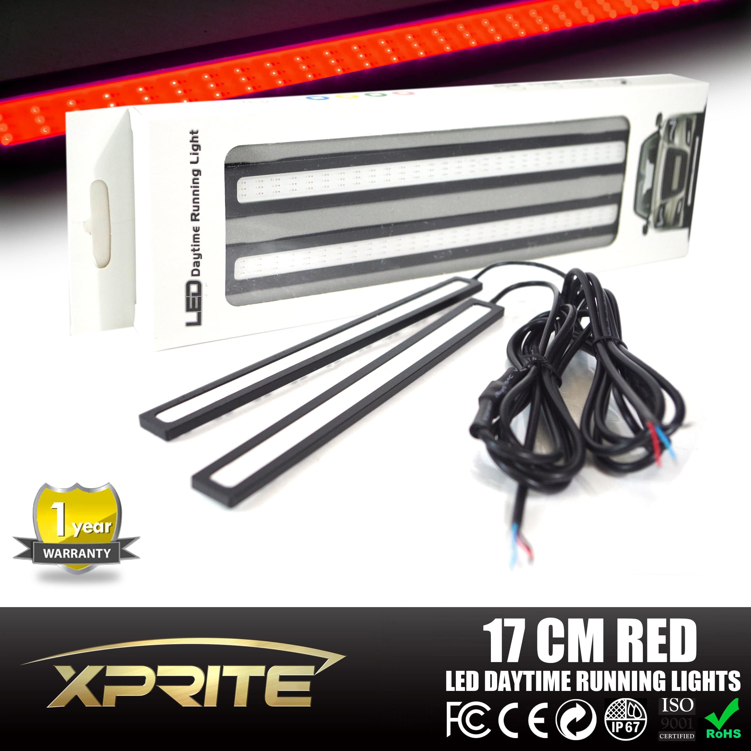 ZETE 2 x New 17cm General 6W Super Bright COB Bulb Car LED RED Daytime Running Light DRL Driving Lamp black housing