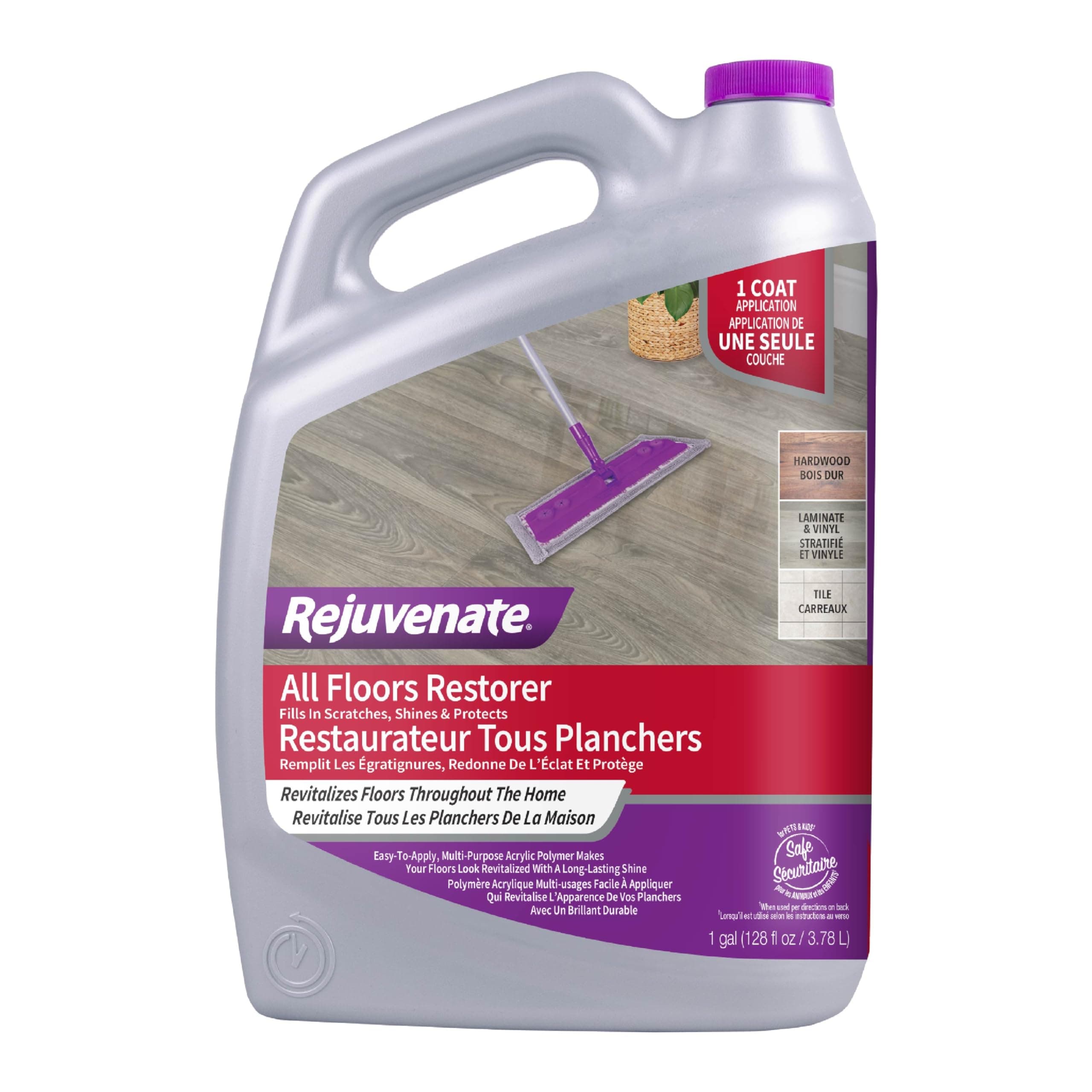 Rejuvenate All Floors Restorer Fills Scratches, Shines And Protects All Floor Types, Including Hardwood, Laminate, Vinyl And Tile, 1 Gallon