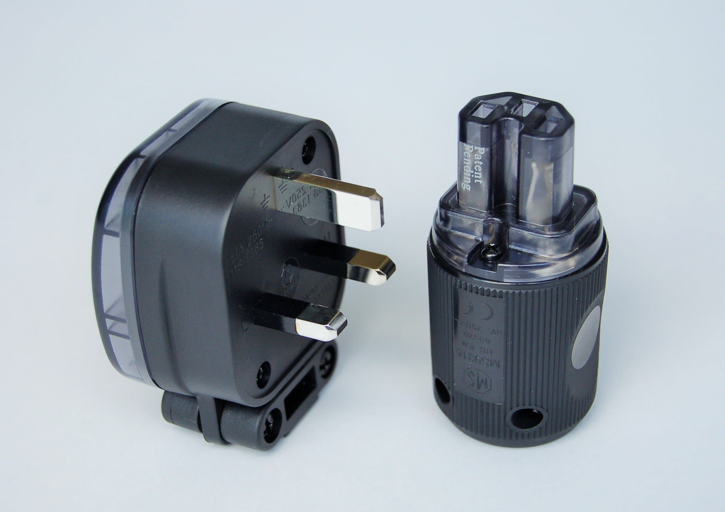 13A UK and IEC audio grade mains plugs set, Silver plated.