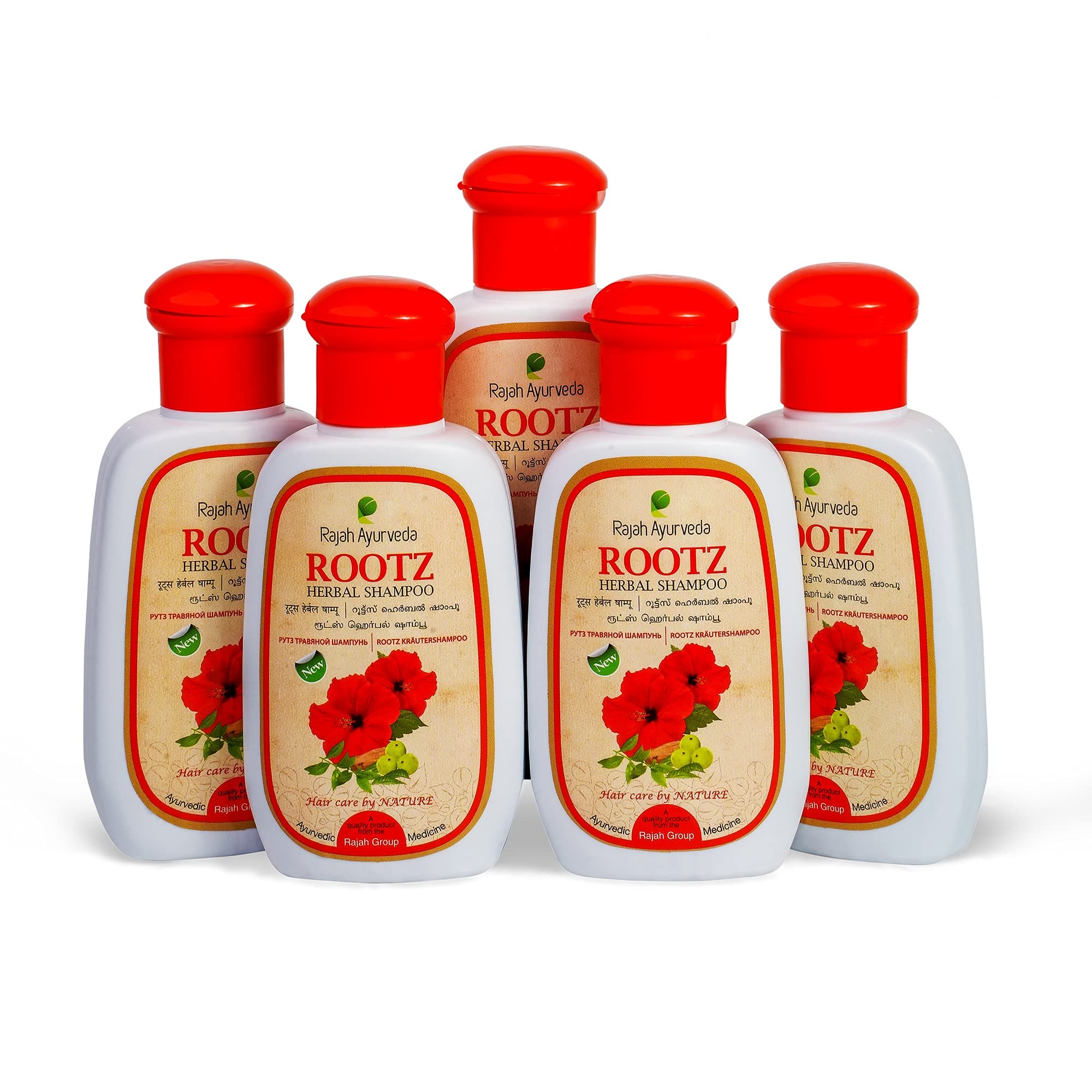 Rajah Ayurveda ROOTZ Shampoo 100ml (Pack of 5) – |Royal Ayurvedic Treatment for your Hair with Goodness of Hibiscus, Brahmi, Neem and Shirakakai| Paraben Free|