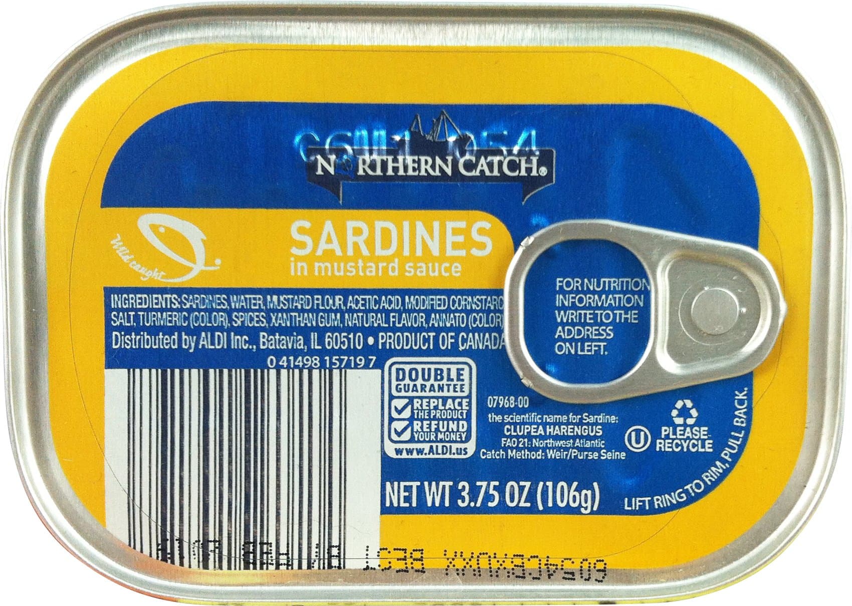Wild Caught Sardines in Mustard Sauce, (Pack of 6), 3.75 oz Tin - Northern Catch