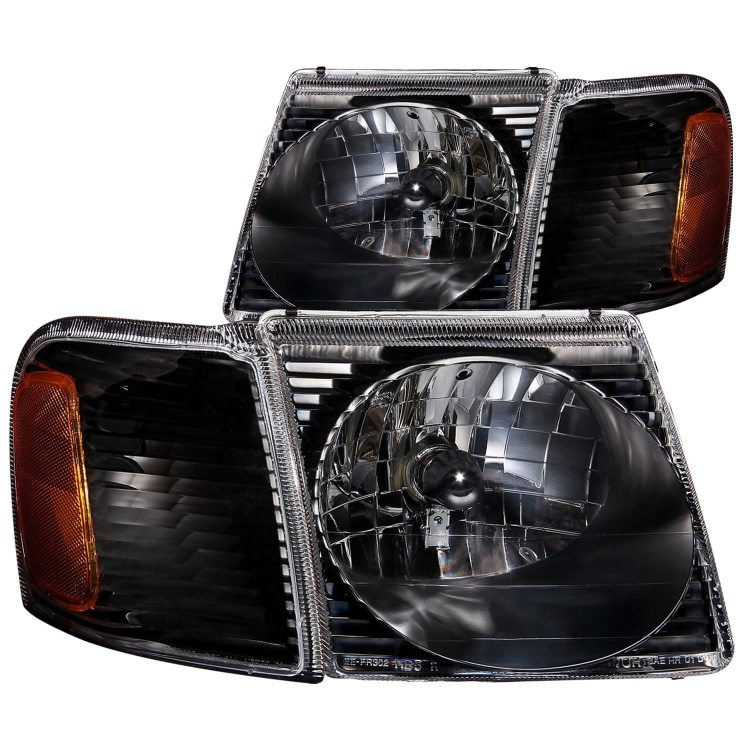 ANZO USA111041 Ford Explorer Sport Trac Crystal Black Headlight Assembly - (Sold in Pairs)