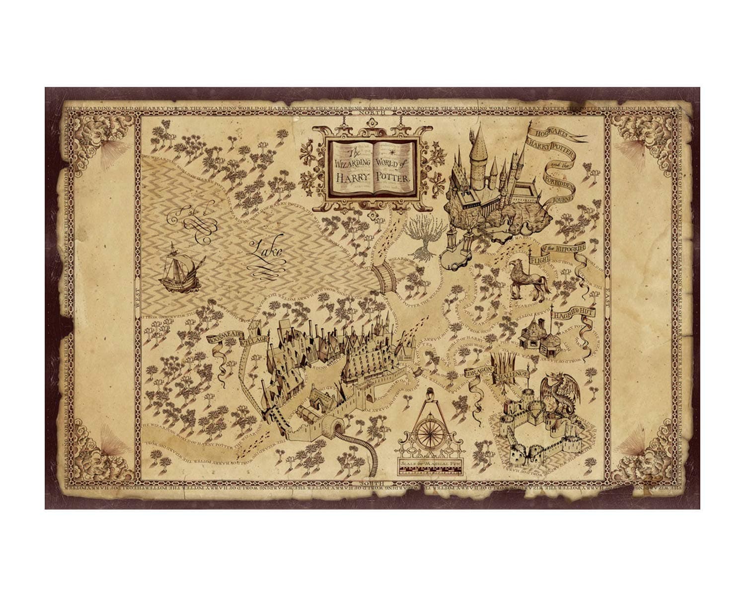 iMod Harry Potter Marauder's Map Poster On Silk Fabric 28x20 Inch Wall Decor Decals
