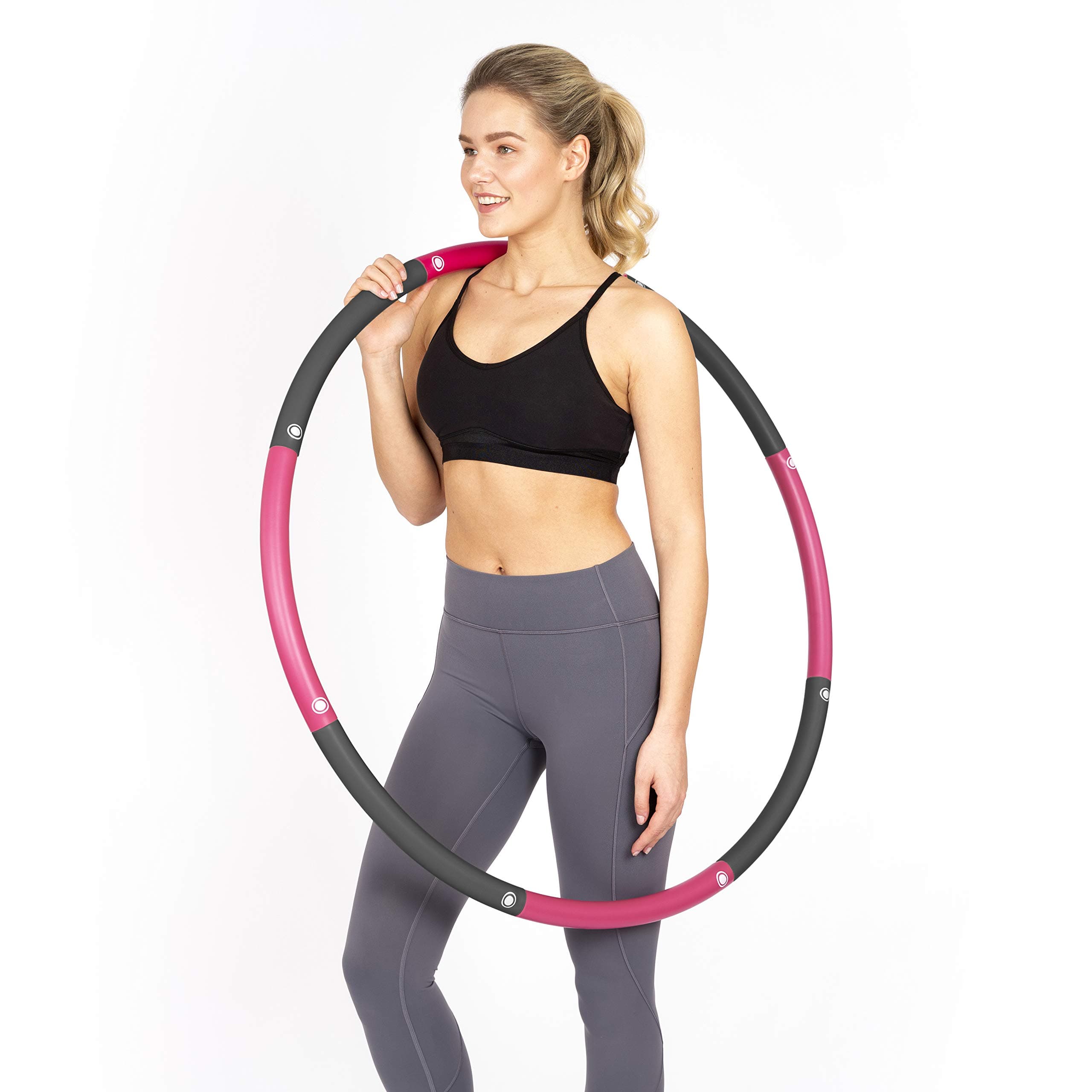 Pinc Active Exercise Fitness Hoop for Adults - Easy to Spin, Premium Quality and Soft Padding Weighted Hoop - Detachable Hoops for Home & Gym Workouts