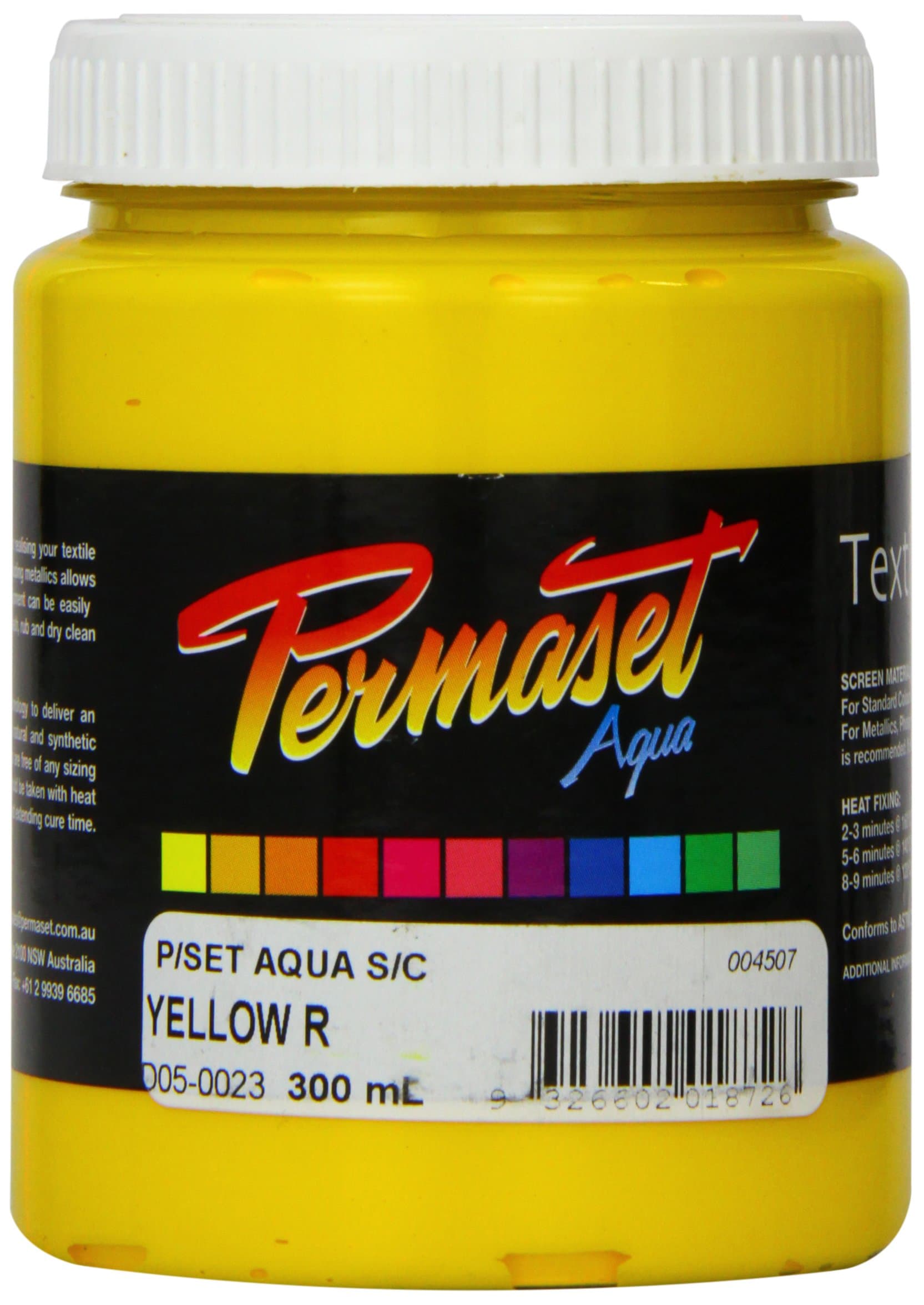 Permaset Aqua Standard 300ml Yellow - Screen Printing Ink for Fabric - Ideal Screen Printing Kit for Home Office, Starter Kit, Fabric Paint, Screen Printer and Other Fabric Ink