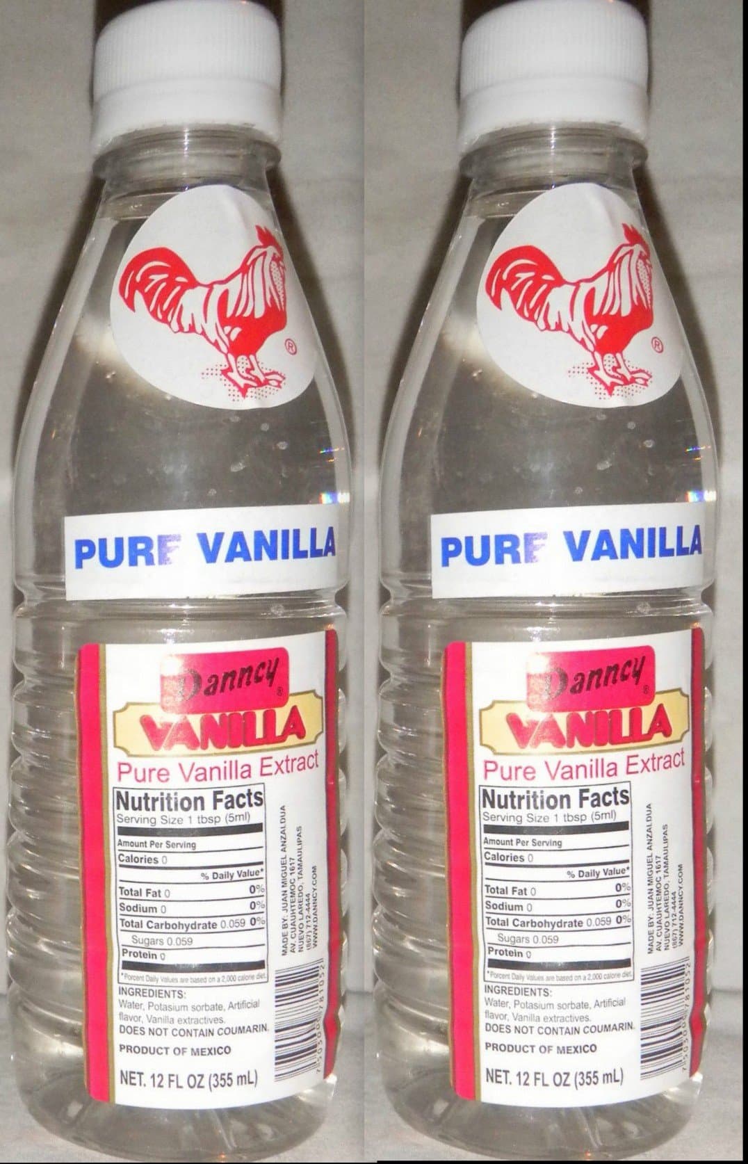 2 X Danncy Clear Pure Mexican Vanilla Extract From Mexico 12oz Each 2 Plastic Bottle Lot Sealed