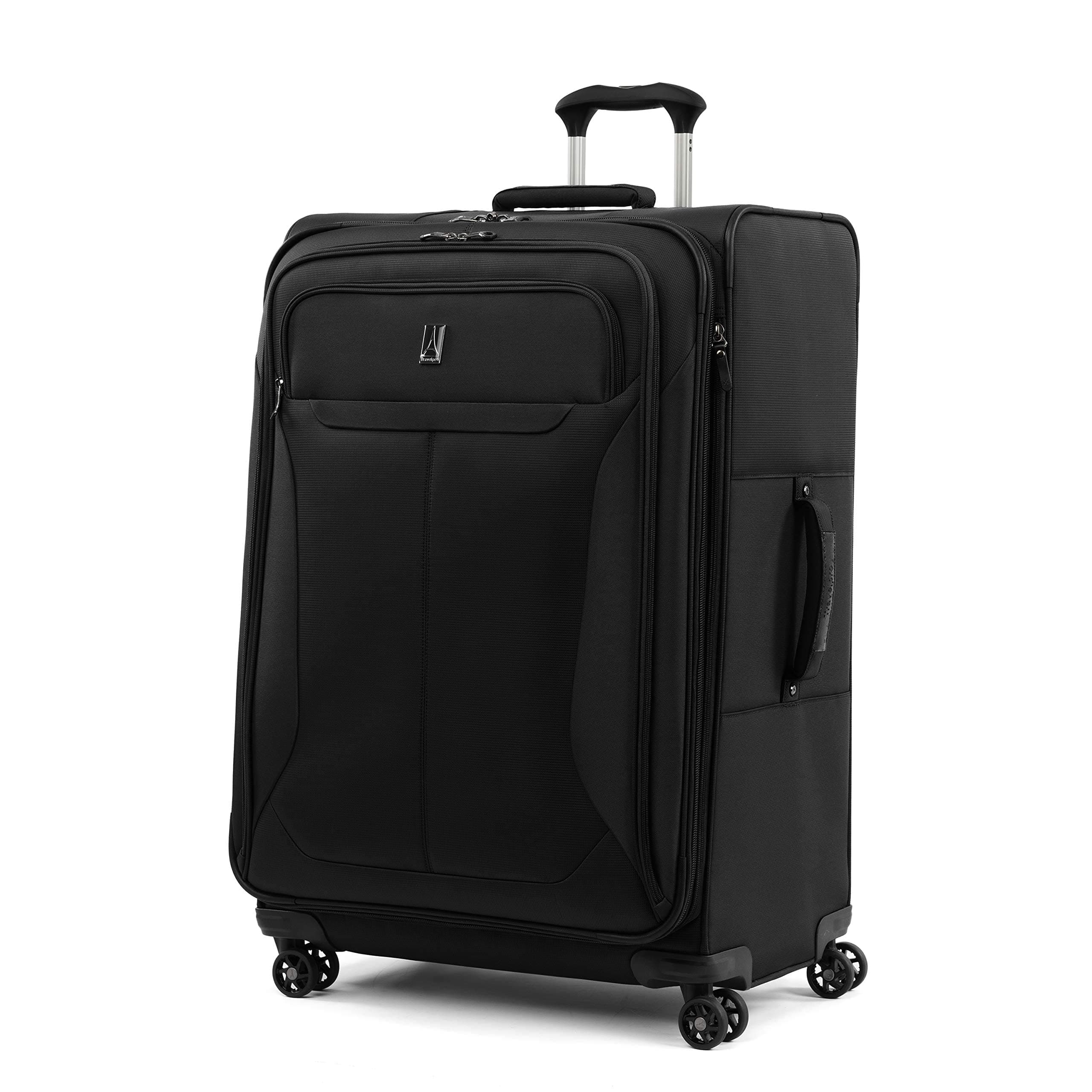 Tourlite Softside 29" Expandable Luggage with 4 Spinner Wheels, Lightweight Suitcase, Checked Large, Black