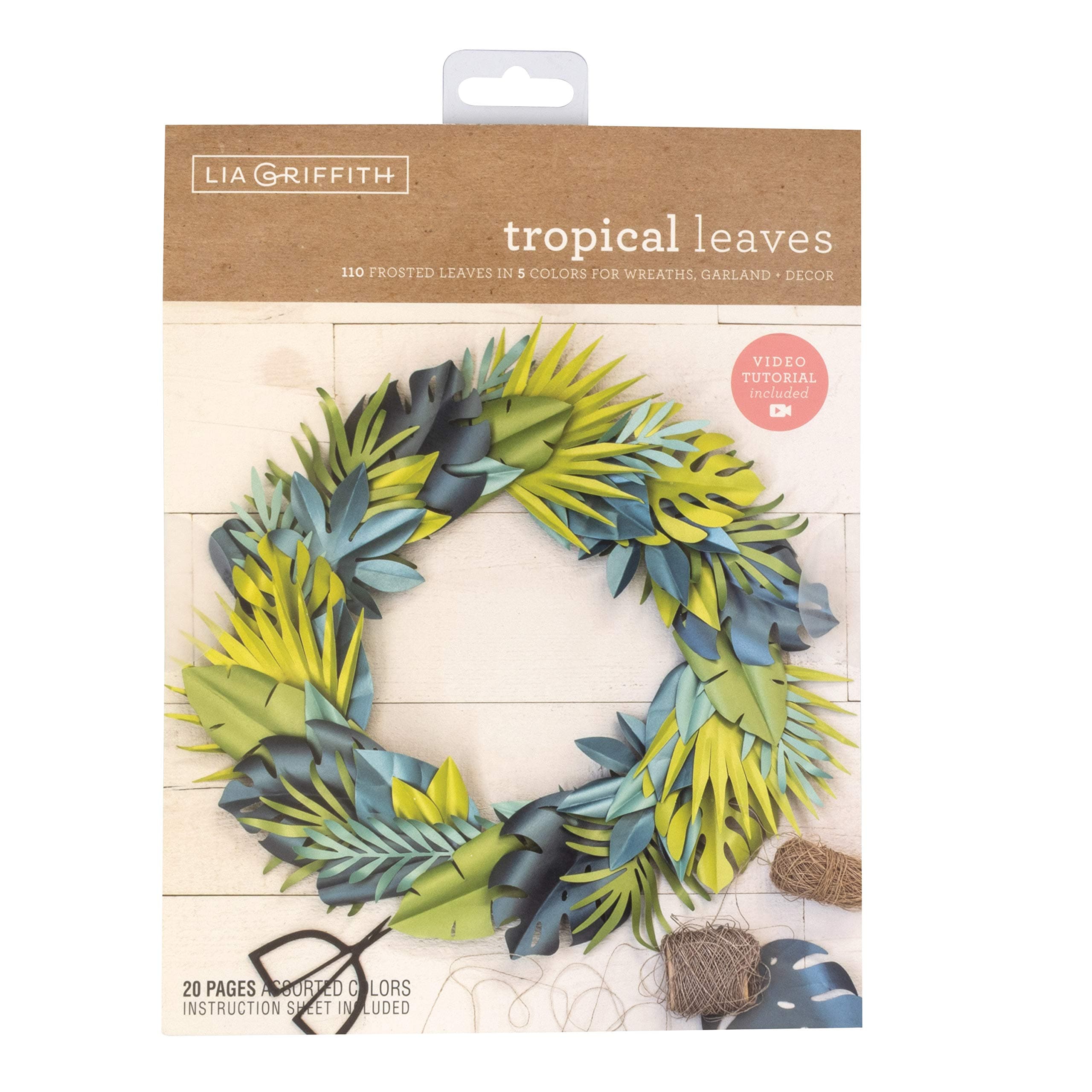 Lia Griffith Frosted Paper Tropical Leaves, 8.5" x 11", Colors May Vary 20 Count