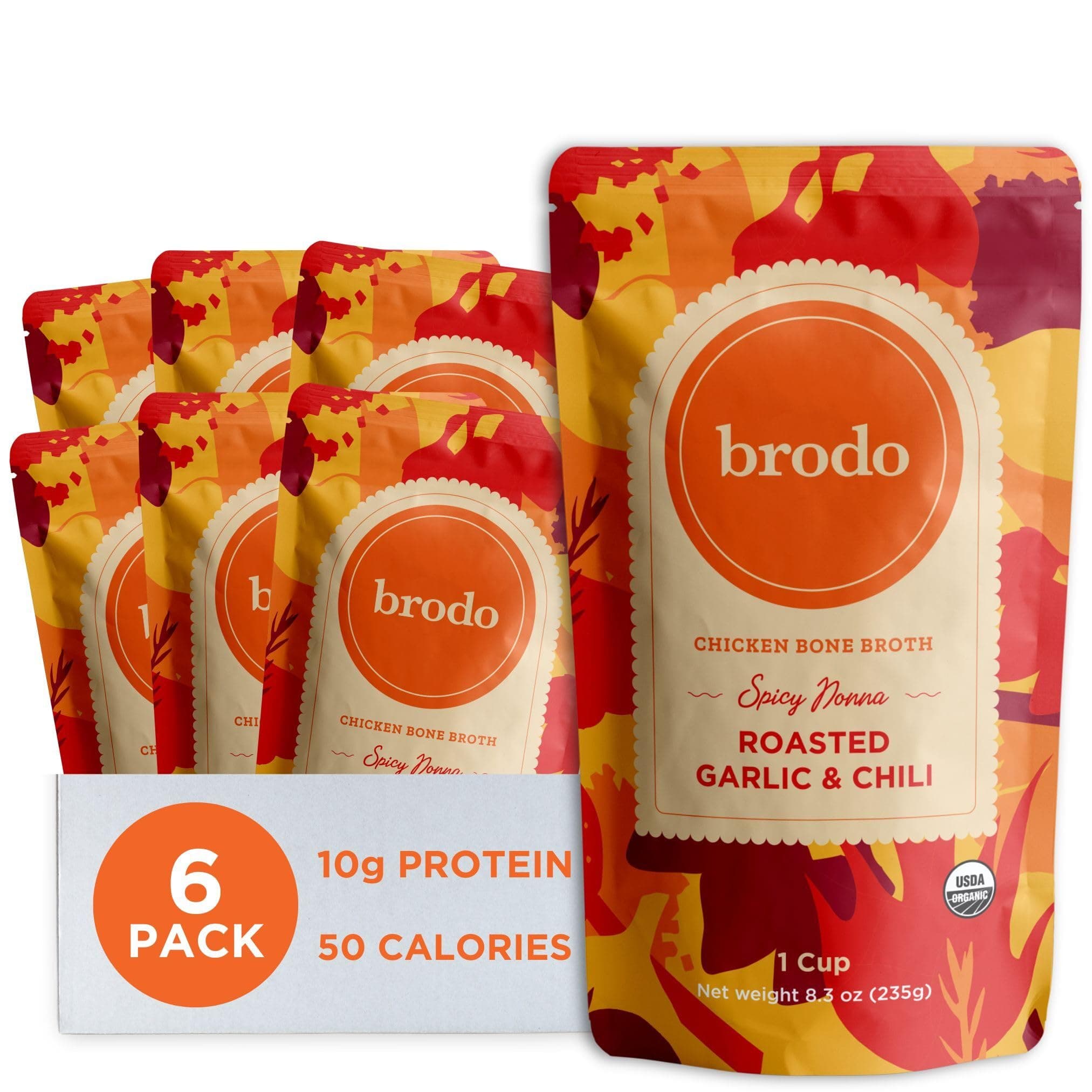 - Spicy Nonna Roasted Garlic & Chili Chicken Broth Nutrient Dense, Chef Crafted Bone Broth in Single Serving Pouches Not Made From Concentrate, No Preservatives (6x 8.3oz Pouches)