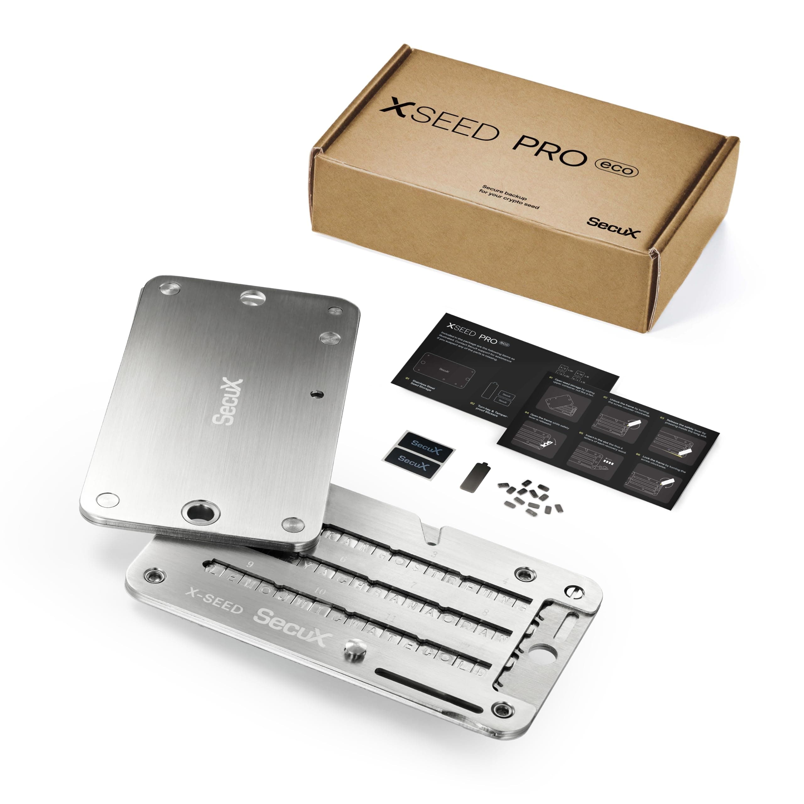 XSEED PRO Eco - Indestructible Bitcoin Wallet Crypto Seed Storage Steel Plate - Compatible, Ledger, Trezor Hardware Wallets