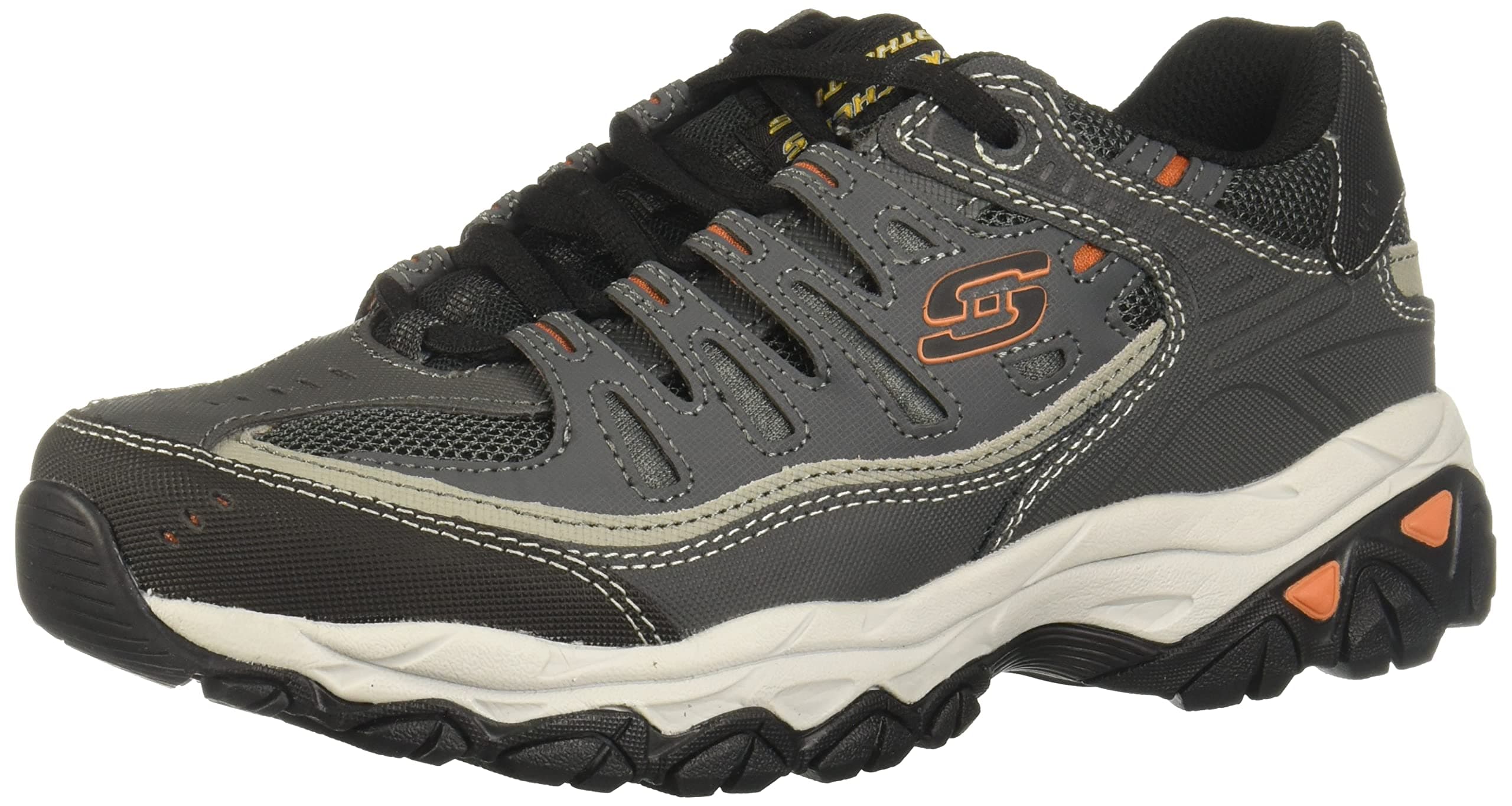 Skechers Men's Afterburn M. Fit Fashion Sneakers – Leather Upper, Memory Foam Insole, Rubber Outsole, Charcoal/Gray, 8.5 X-Wide