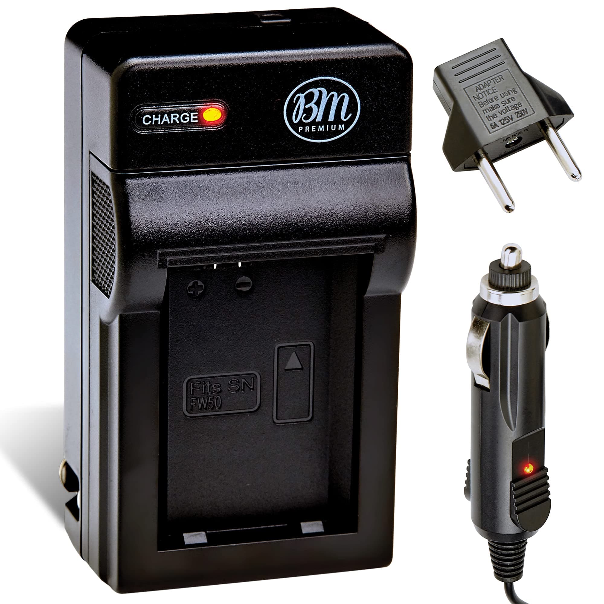 NP-FW50 Battery Charger for Sony ZV-E10, A6100, A6400, DSC-RX10 II, DSC-RX10 IV, Alpha 7, A7R, A7R II, A7S, AS7 II, A3000, A5000, A5100, A6000, A6300, A6500, NEX3, NEX5, NEX5K, NEX6, NEX7, SLT-A35