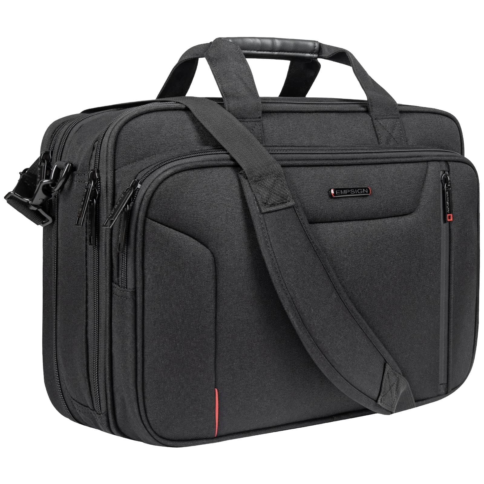 EMPSIGN Laptop Bag 17.3 inch Briefcase for Men Large Laptop Case Computer Bag Work Bag Messenger Bag for Business，Black