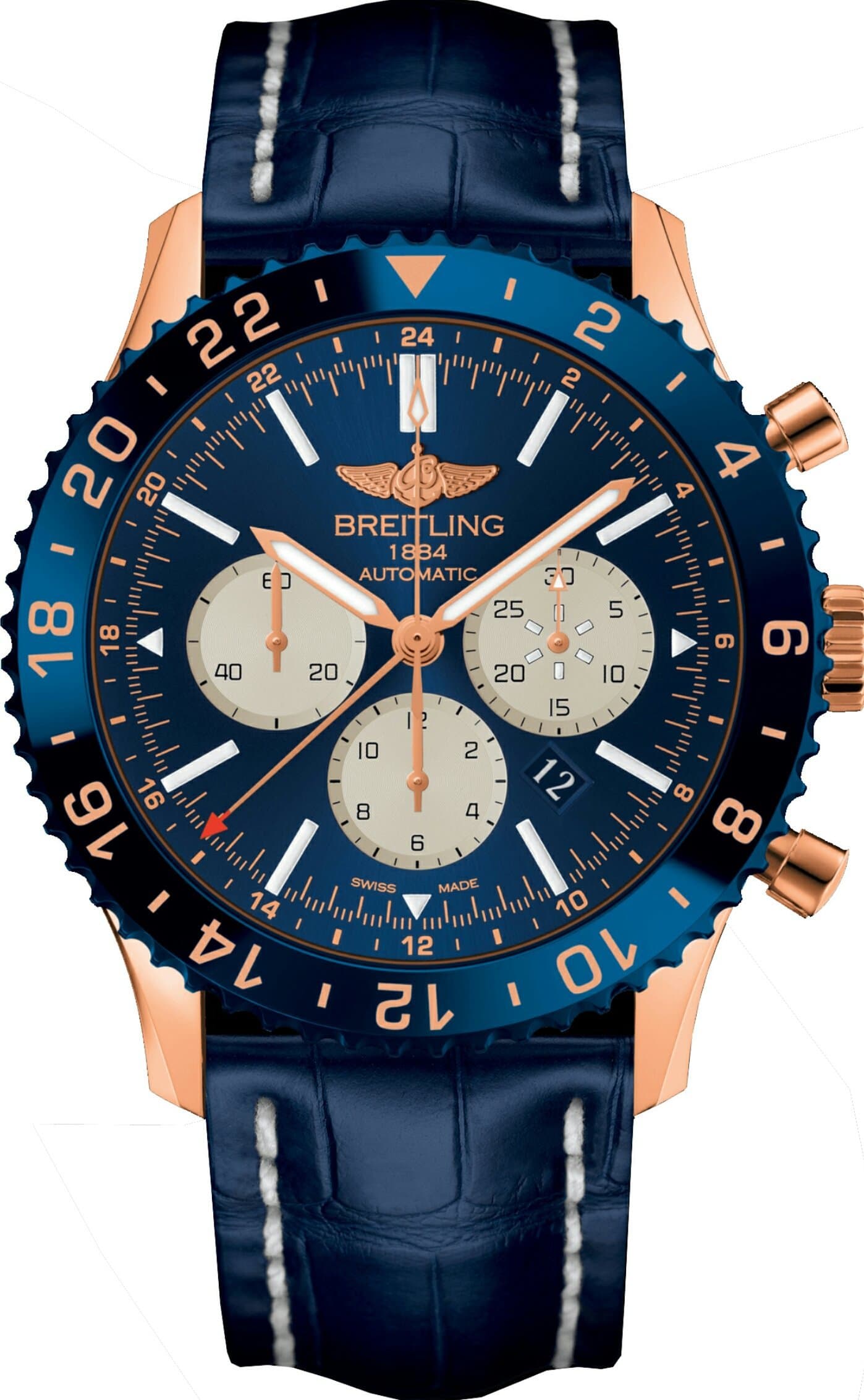 Breitling Chronoliner B04 Limited Edition of 250 Exclusive Pieces in Rose Gold with Blue Dial Watch RB046116/C972