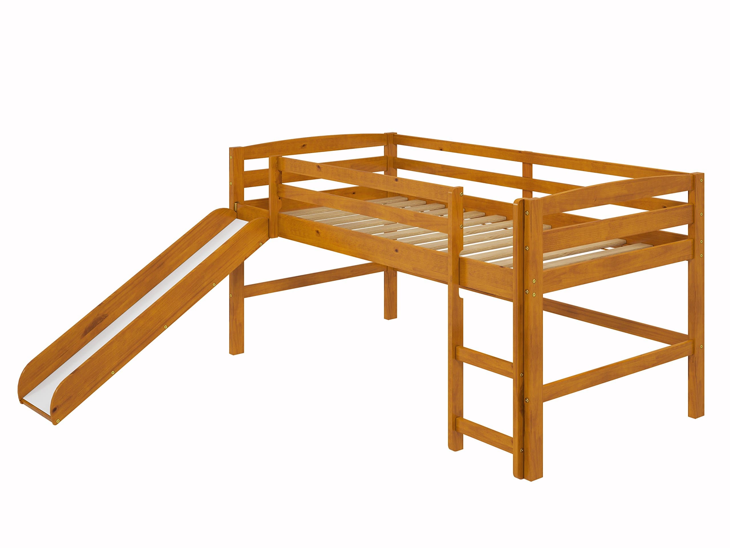 Woodcrest Mini Slide Loft Bed, Twin, Honey