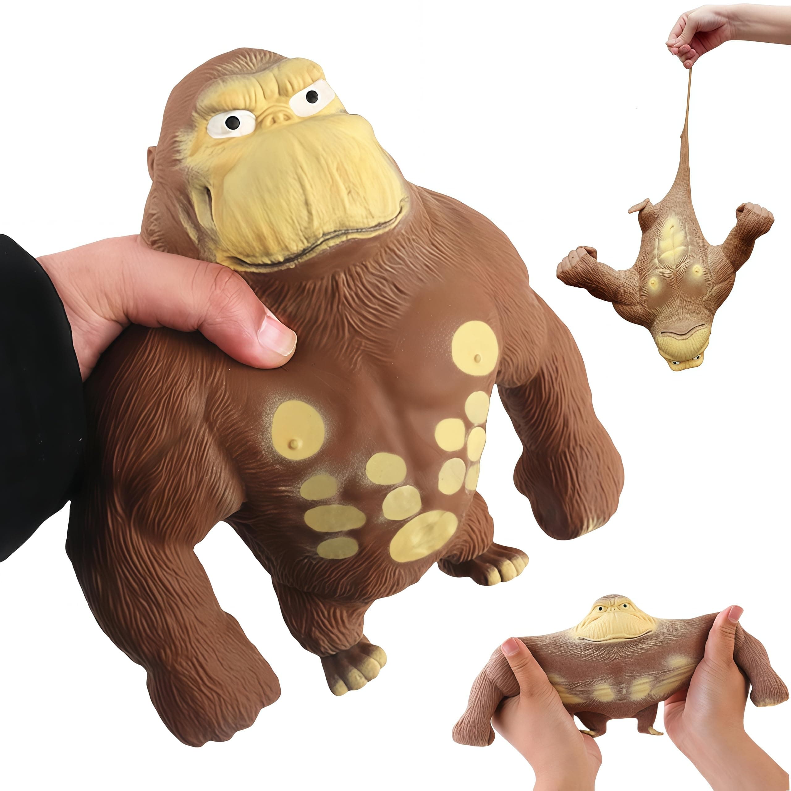 Squeeze Toy, Squishy Monkey Toy,Stretchy Glue-Sand Filled Rubber Gorilla,Elastic Stretchable, Autism,Decompression Toy for Adults and Children Animal for,Gift for Christmas, (Medium Edition)