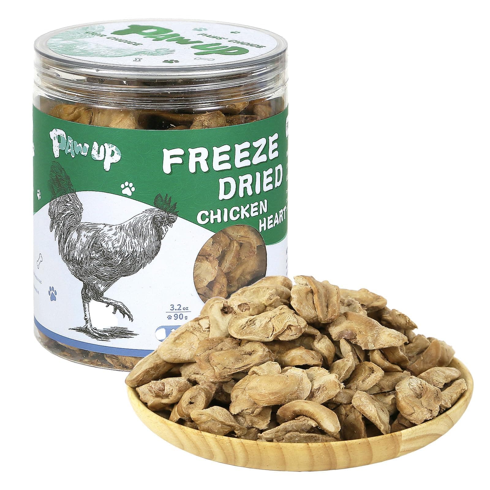 - PAWUP Freeze Dried Chicken Heart Pet Treats, High Protein Freeze-Dried Pet Food for Dogs, Cats, Fresh Ingredient, 3.2 oz, Rawhide Free, Gluten&Grain Free
