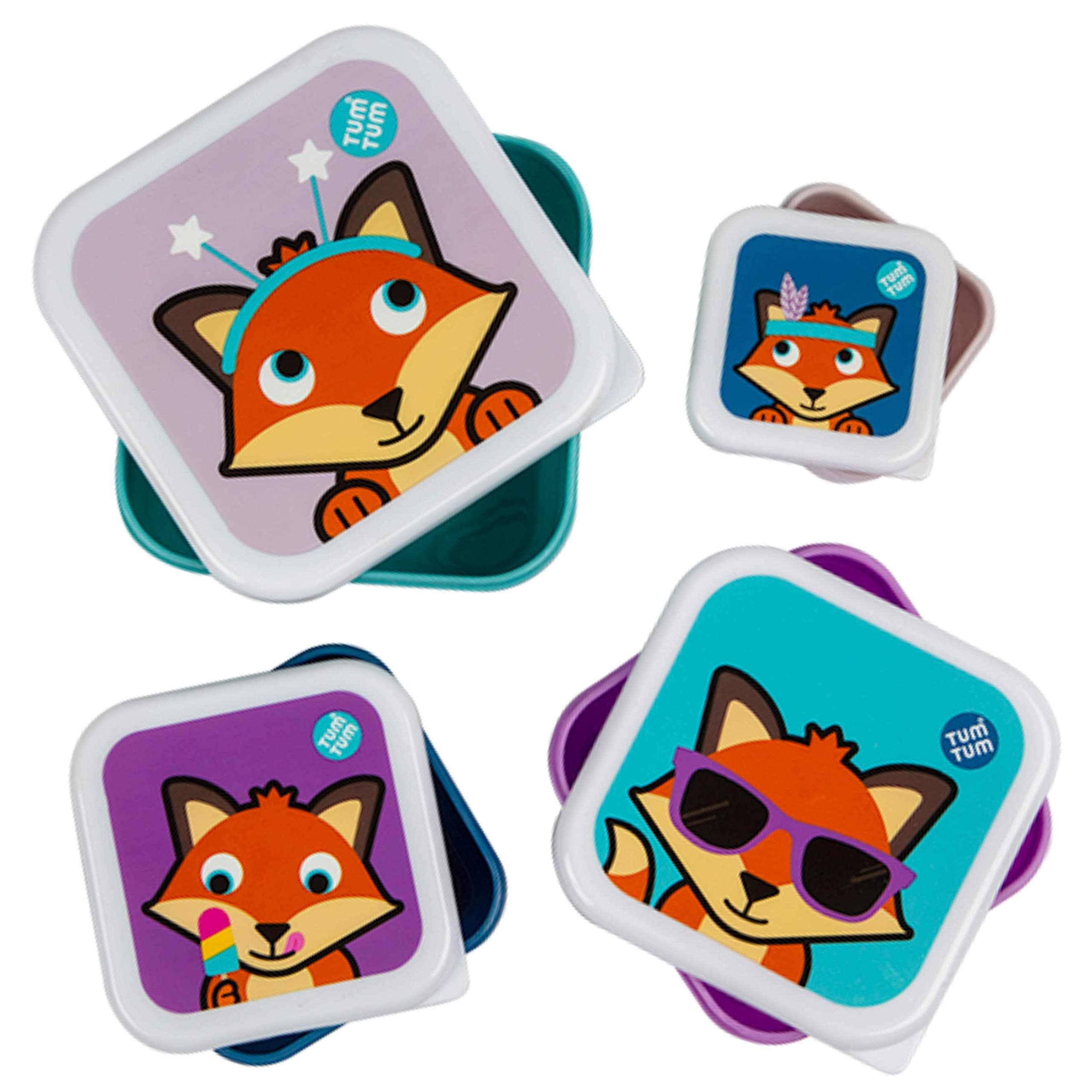TUM TUM Nesting Snack Pots for Kids, Kids Snack Box Set, BPA Free - Felicity Fox