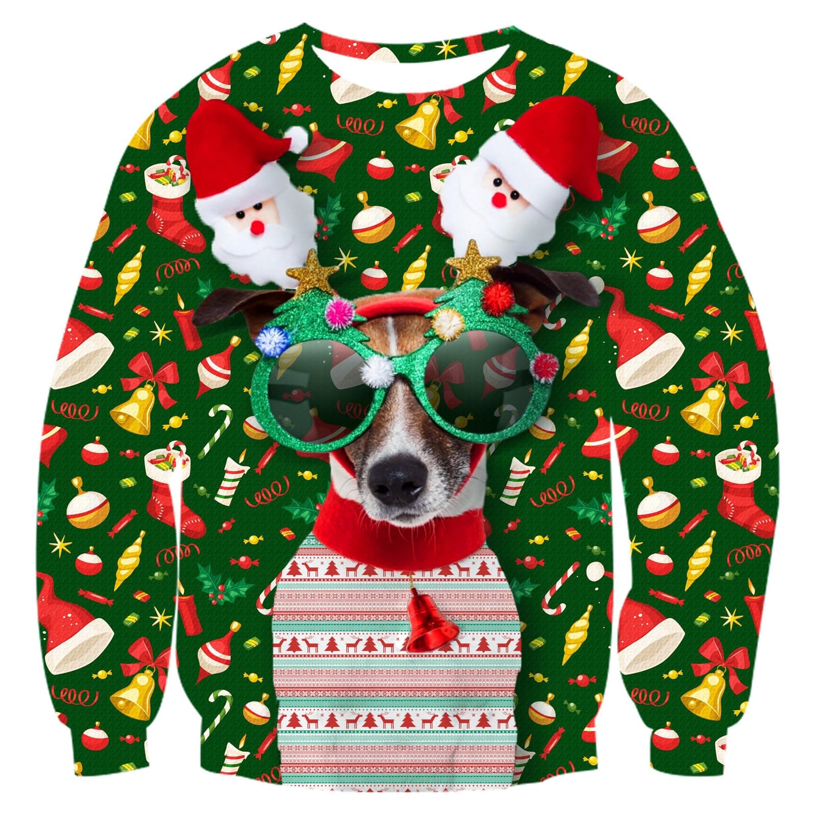 uideazoneUnisex Ugly Christmas Sweater 3D Printed Funny Crewneck Pullover Sweatshirts for Xmas Party Celebration