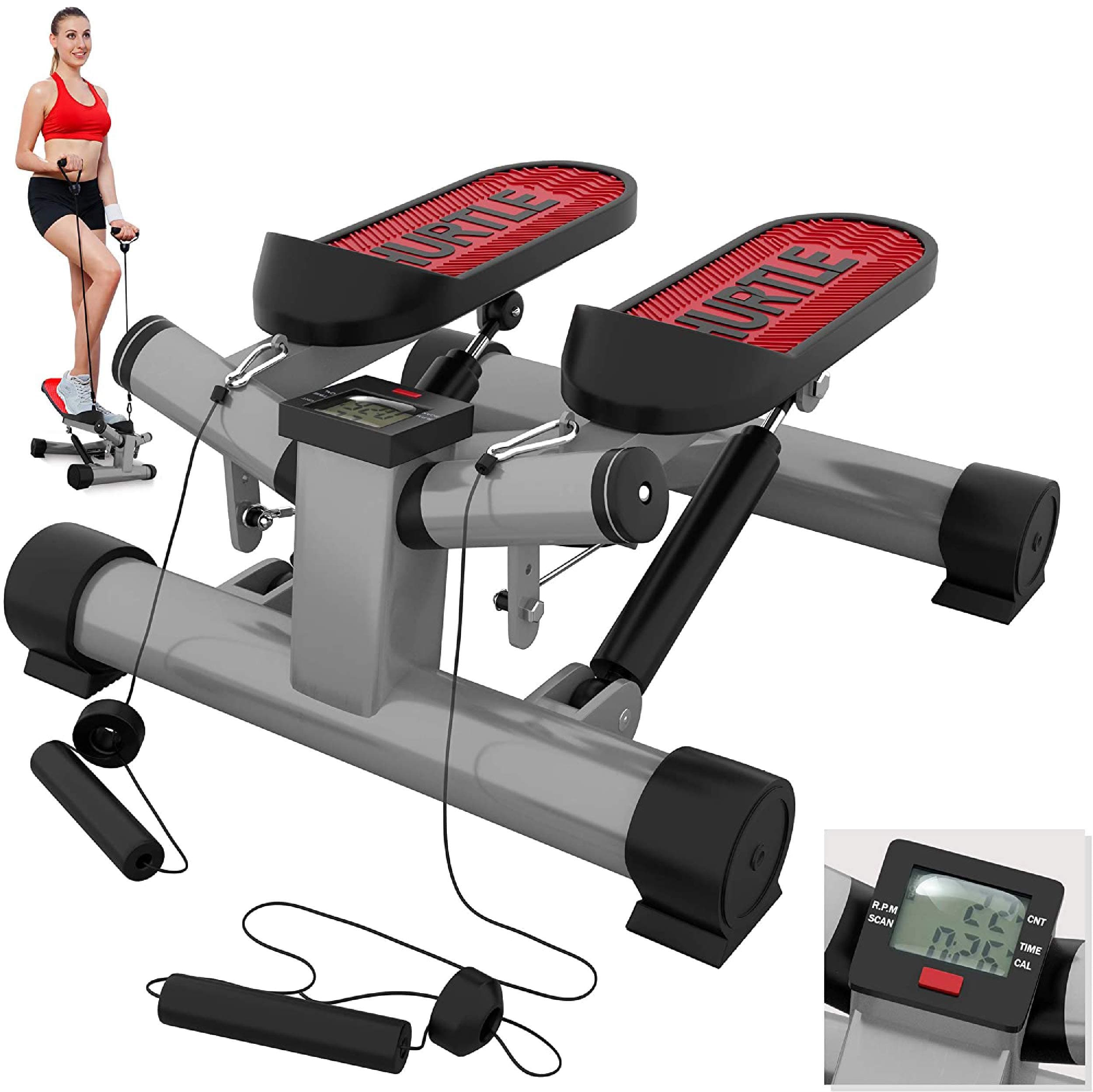 Fitness Exercise Elliptical Twister Stepper -Upgraded Quality Steel, Easy Under Desk Workout, Digital Display, Resistance Band Elliptical Trainer Burns 15% More Calories Than an Exercise Bike SLXS6.5