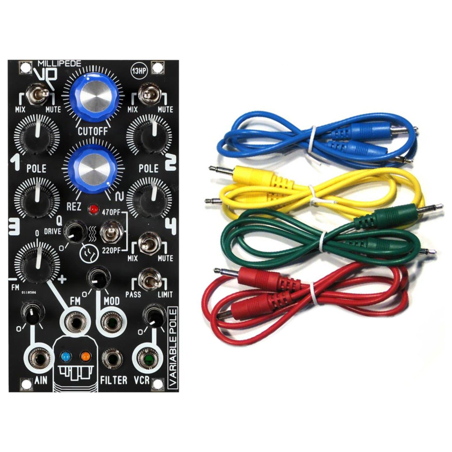 Millipede Variable Pole VCF 13HP Eurorack Module w/ 4 Cables