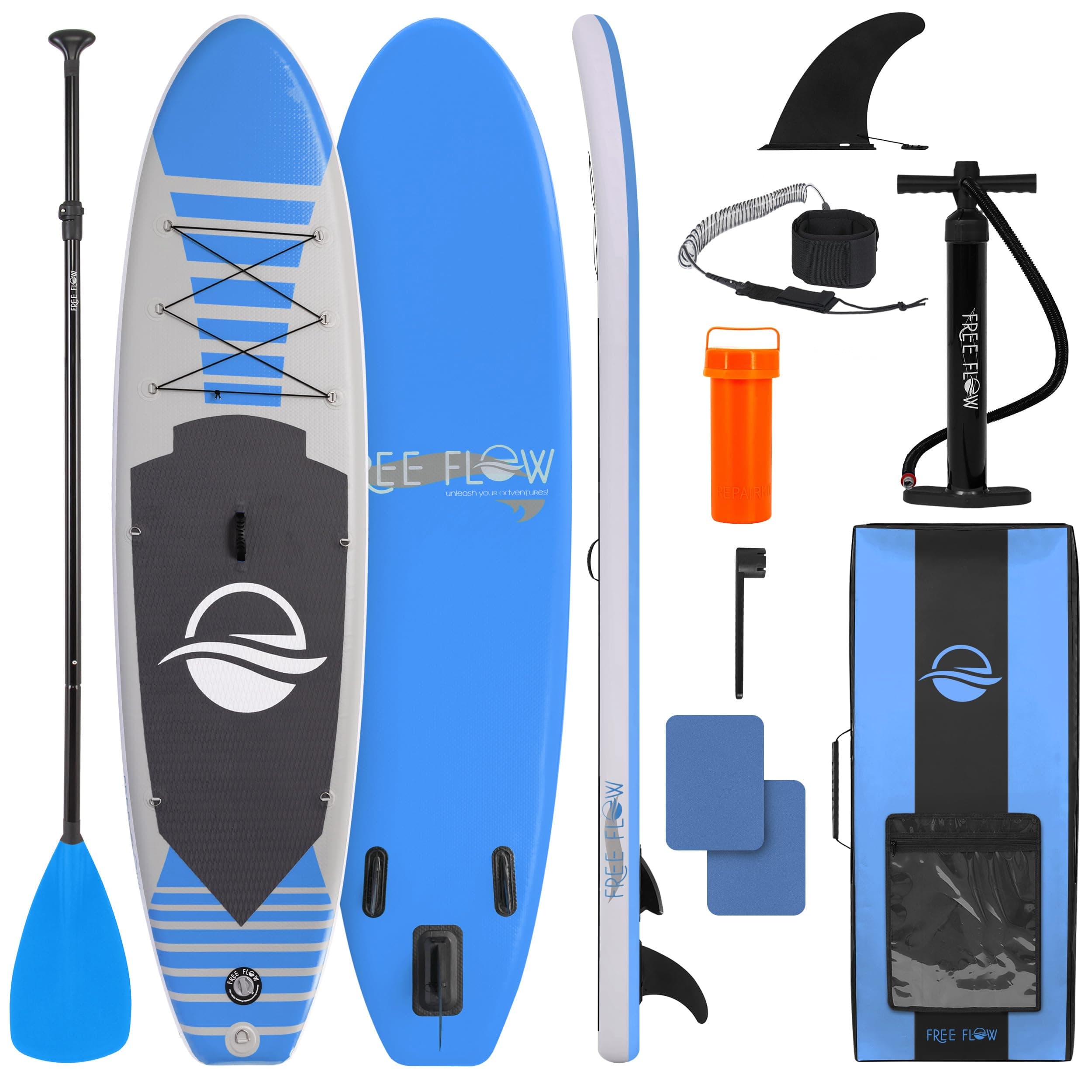 SereneLife Stand Up Inflatable Paddle Board with Premium SUP Accessories – Wide Stable Design with Non-Slip EVA Deck Pad for Adults and Youth of All Skill Levels
