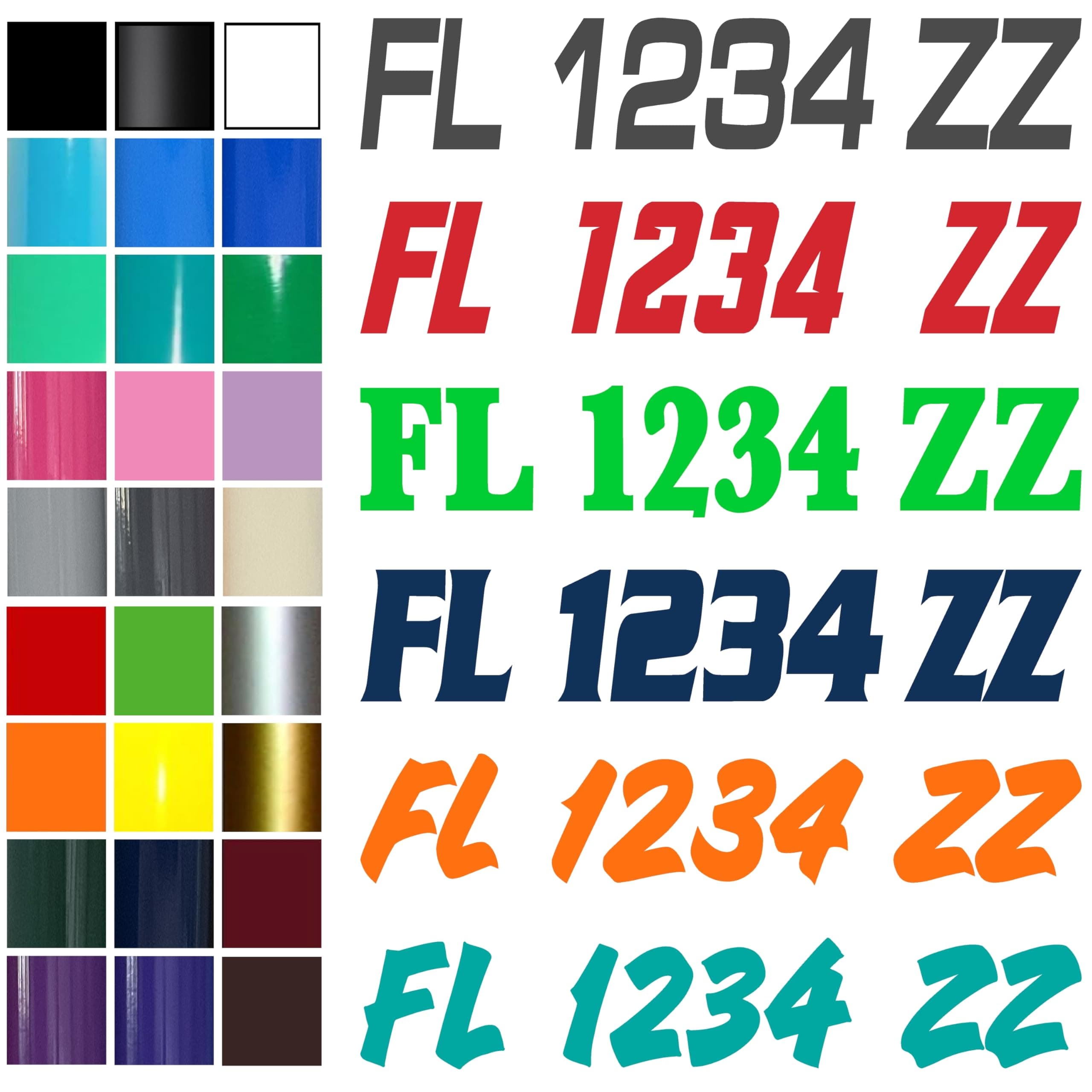 Boat Registration Numbers 1CL / 2 Pack/Custom State Registration Stickers/Vinyl Boat Decal Graphics Pair