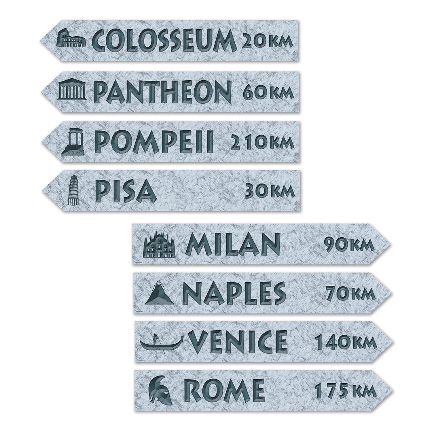 Italian Street Sign Cutouts - 4 Pcs, 3-3/4 by 23-3/4-Inch, Multicolor