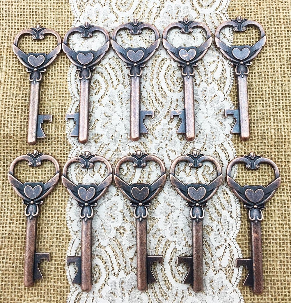 40 Large Key Shaped Wedding Favour Bottle Openers Rustic Vintage Decoration Bestman Gift
