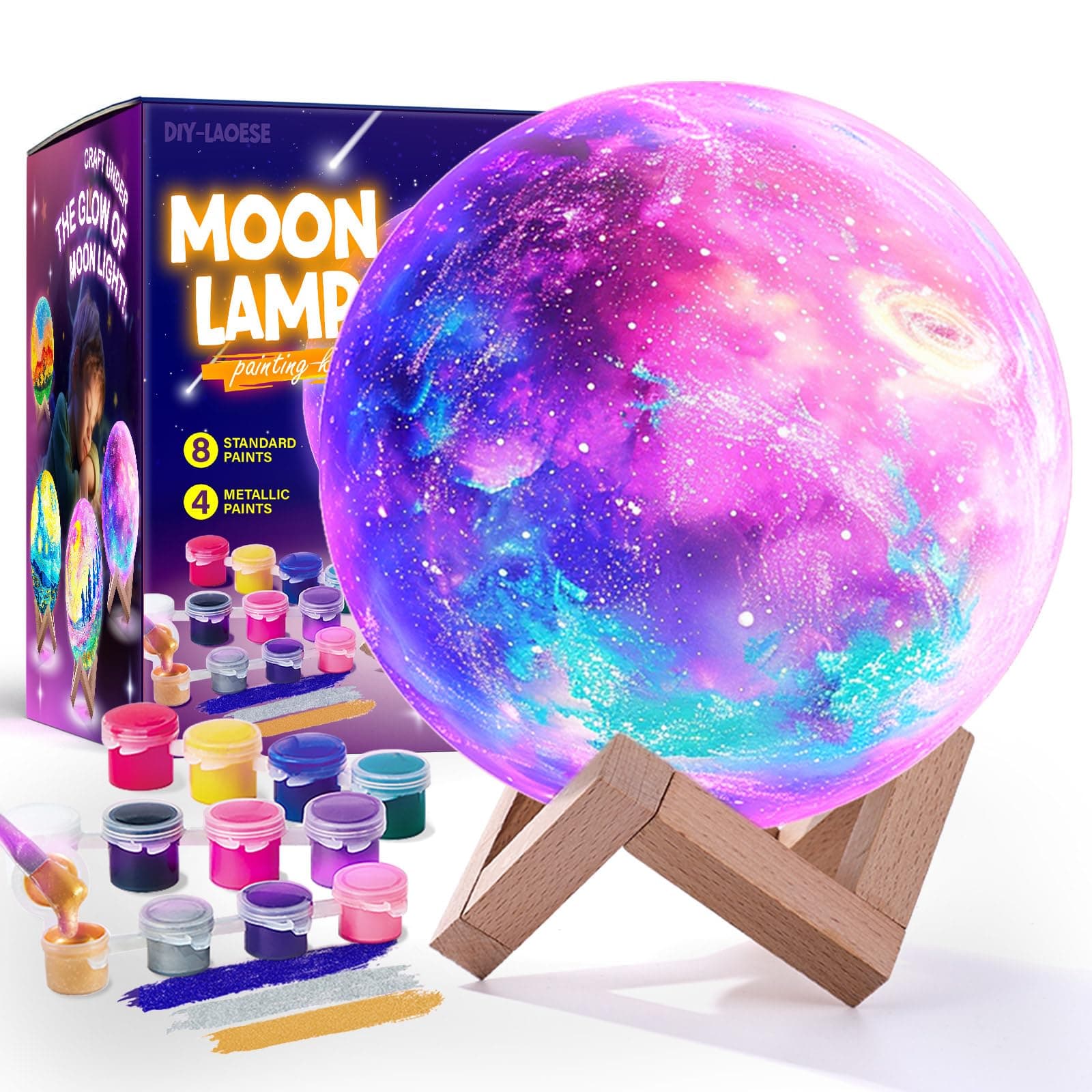 Paint Your Own Moon Lamp Kit, Cool Presents DIY 3D Space Moon Night Light, Art Supplies Arts and Crafts Kit for Kids Ages 8-12, Birthday Easter Gifts for Girls Boys Ages 6 7 8 9 10 11 12+