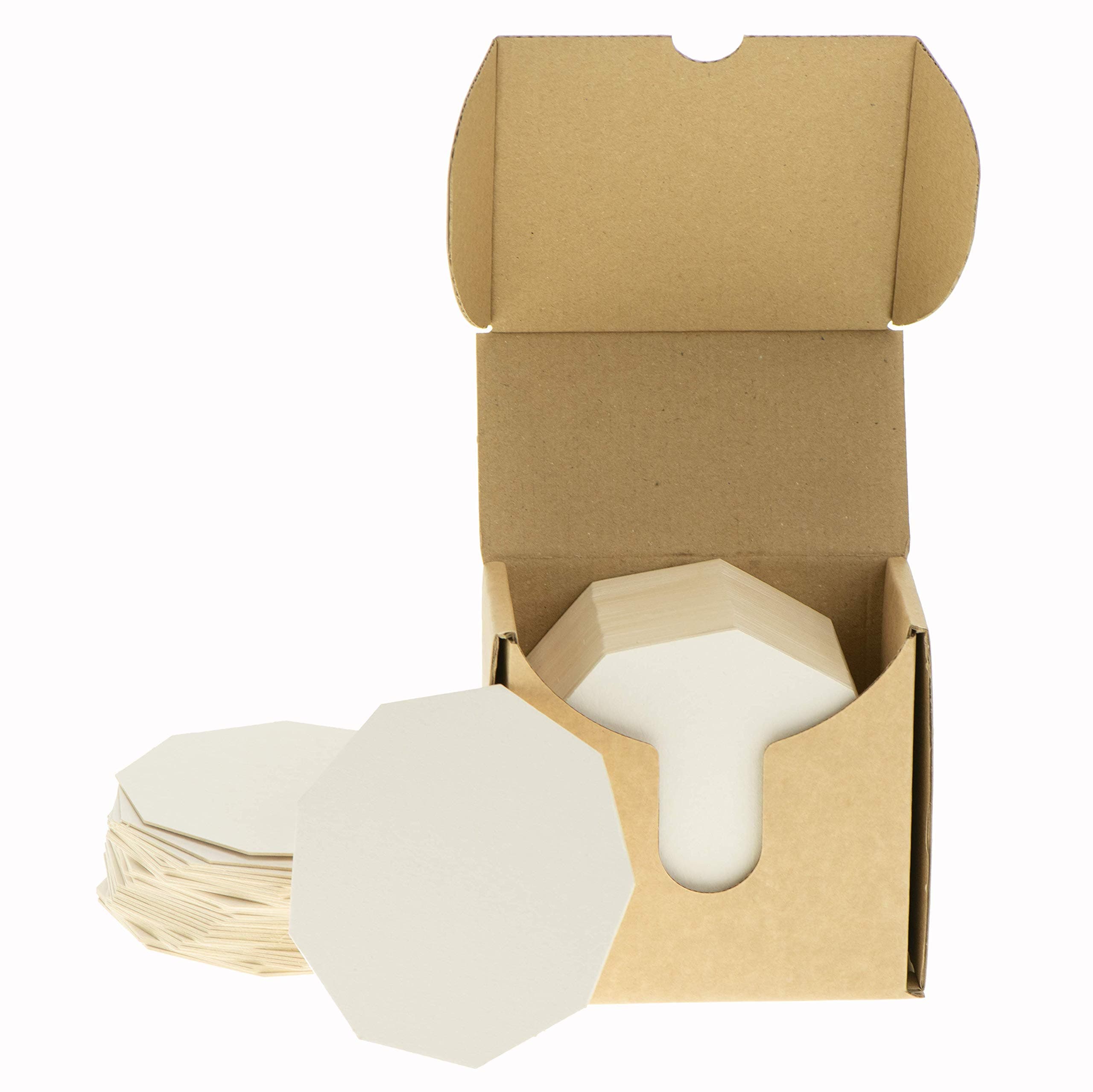 4¼" Nonagon Heavyweight Blank White Paper Pulpboard Absorbent Coasters (Case of 50) for Drinks, DIY Craft Projects, Letterpress Paper, Zen Tiles and Mini Art Board