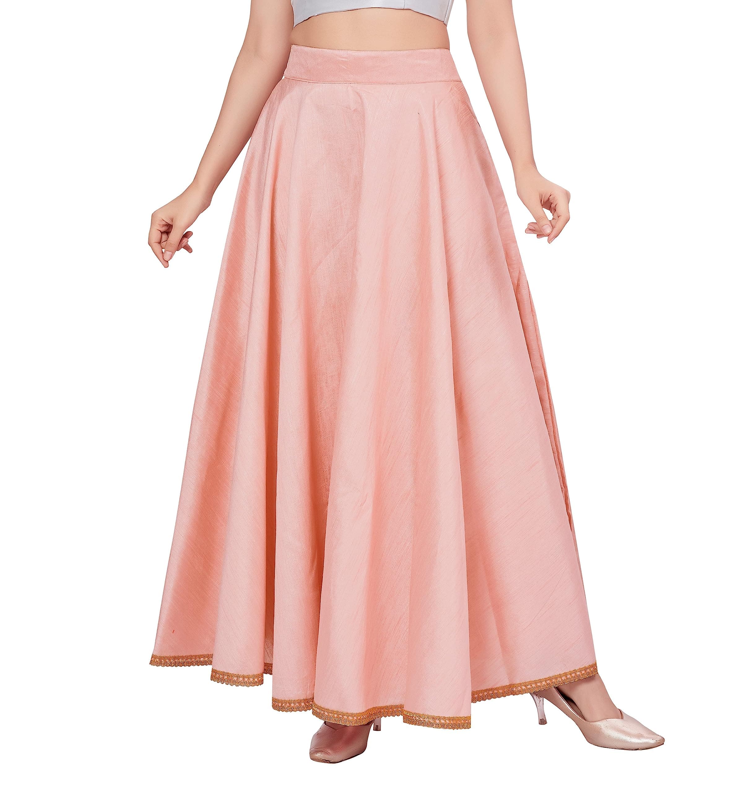 Studio Shringaar Women's Poly Silk Skirt/Lehenga With 8 Meters Maxi Flare (Double Ghera)