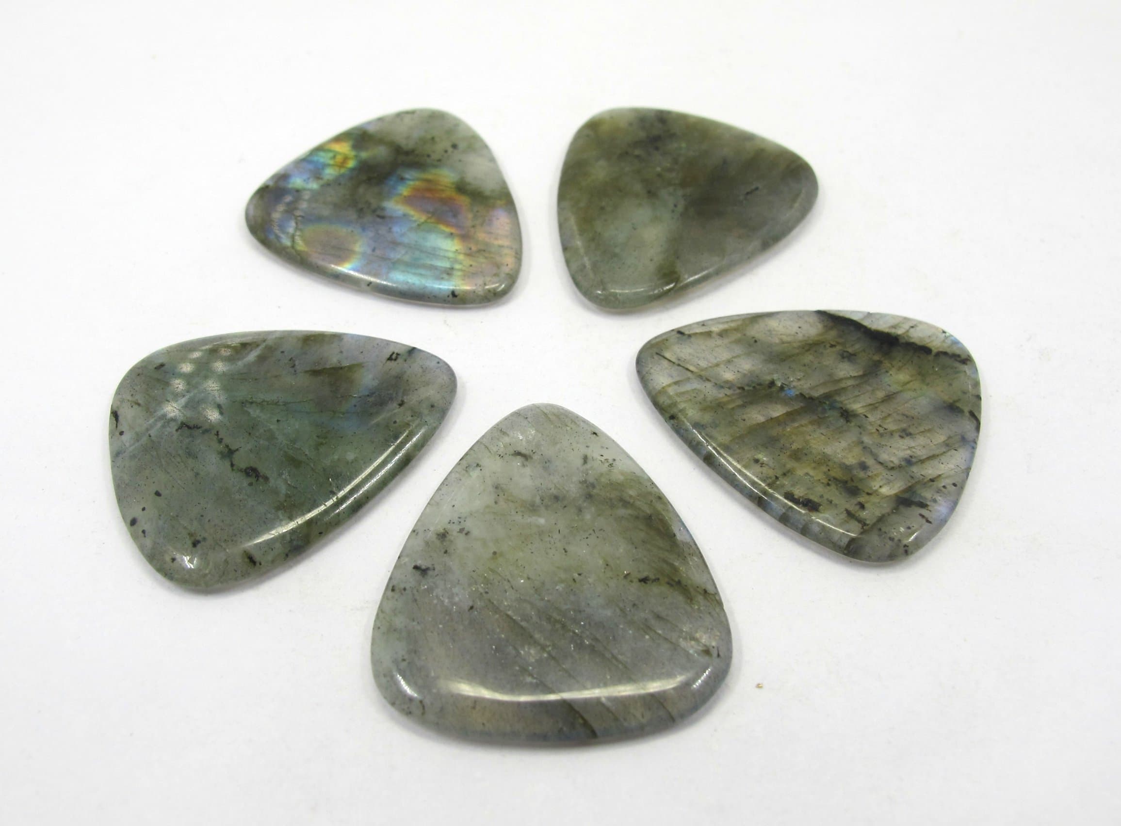 BEADIY-Labradorite Crystal Tones Guitar Pick,"Round Tip" Genuine Gemstone Guitar Pick 2.5mm Thicknness (Single Pack)